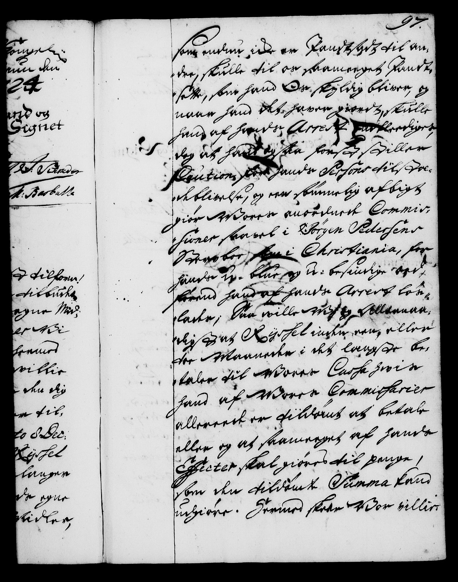 Rentekammeret, Kammerkanselliet, RA/EA-3111/G/Gg/Gga/L0002: Norsk ekspedisjonsprotokoll med register (merket RK 53.2), 1723-1727, s. 97