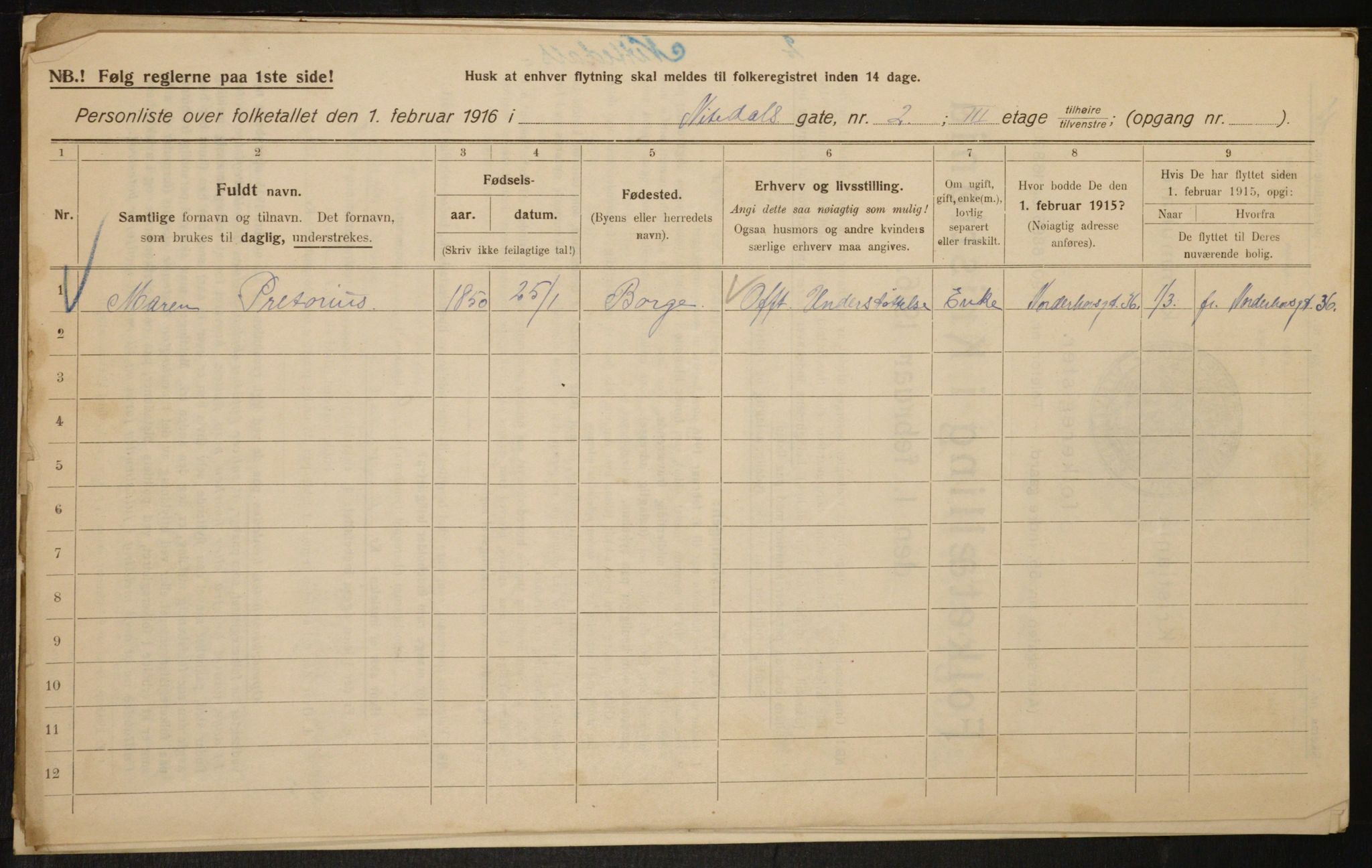 OBA, Kommunal folketelling 1.2.1916 for Kristiania, 1916, s. 72997