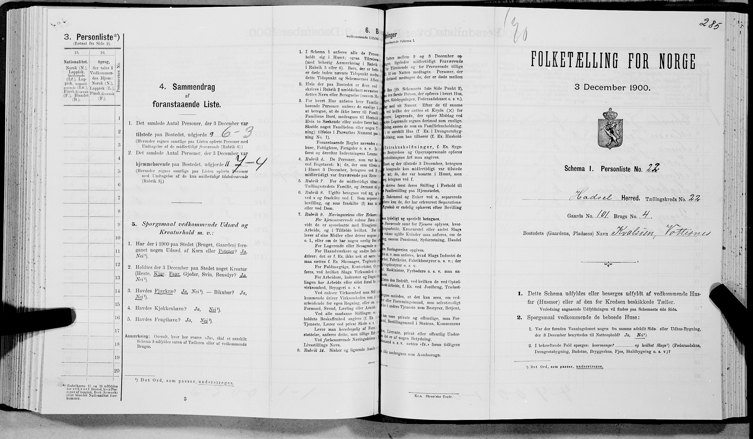 SAT, Folketelling 1900 for 1866 Hadsel herred, 1900, s. 2180