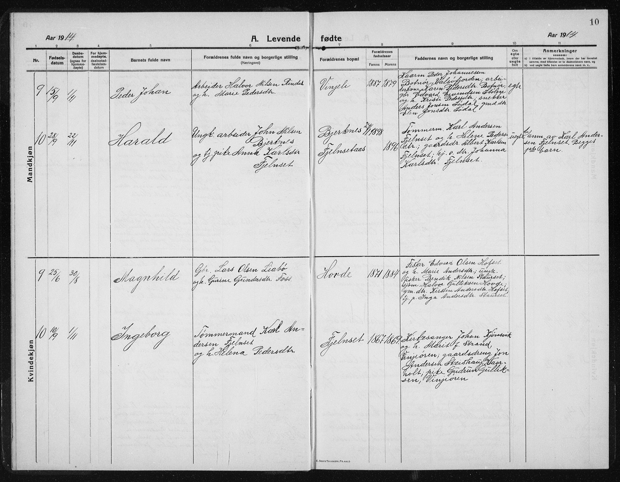 Ministerialprotokoller, klokkerbøker og fødselsregistre - Sør-Trøndelag, AV/SAT-A-1456/631/L0515: Klokkerbok nr. 631C03, 1913-1939, s. 10