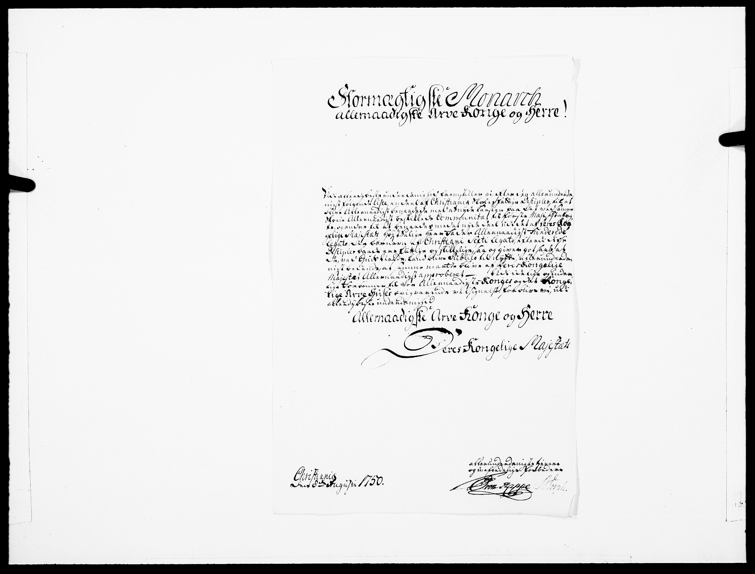Danske Kanselli 1572-1799, AV/RA-EA-3023/F/Fc/Fcc/Fcca/L0156: Norske innlegg 1572-1799, 1750, s. 200