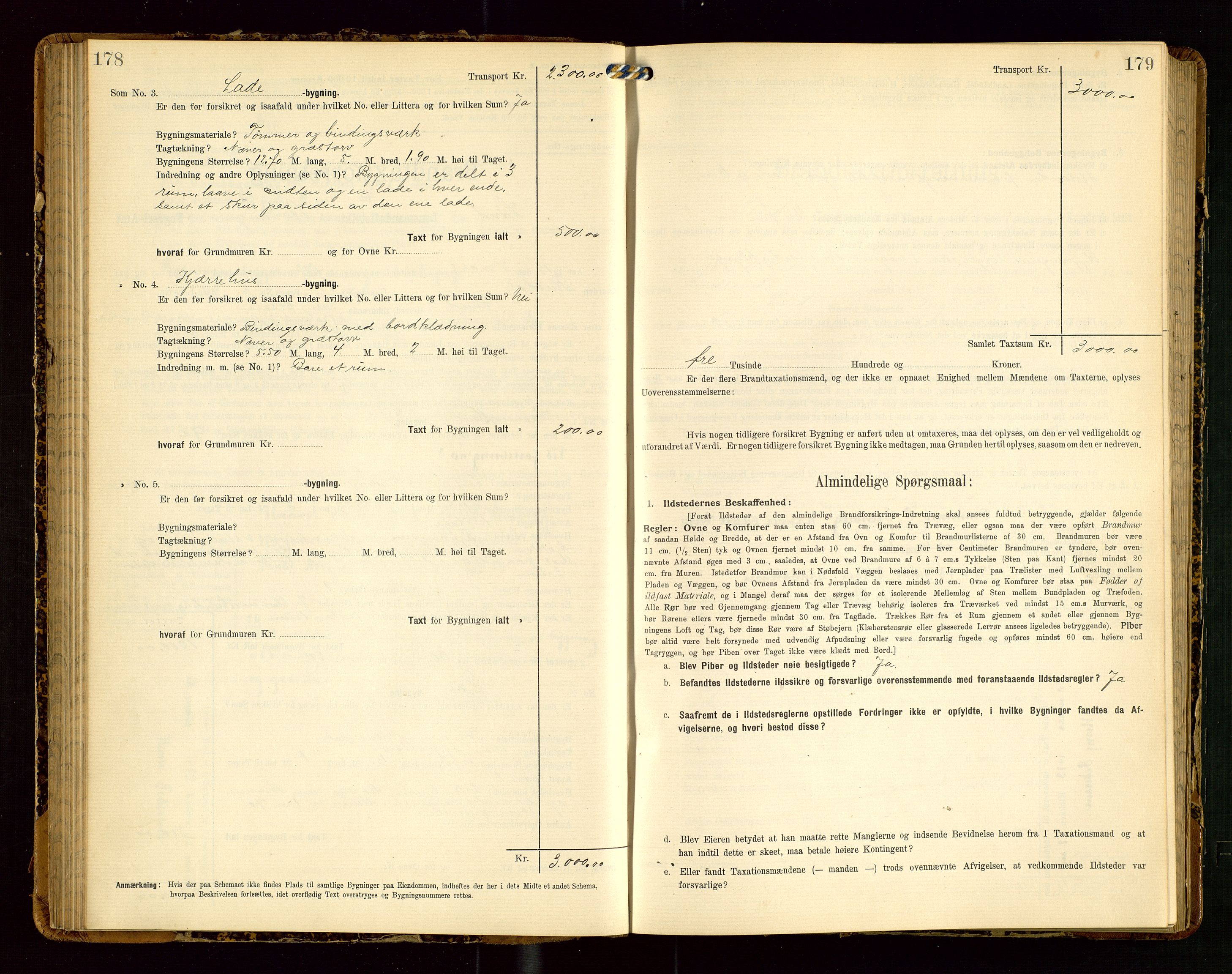 Lund lensmannskontor, AV/SAST-A-100303/Gob/L0002: "Brandtakstprotokol", 1908-1918, s. 178-179