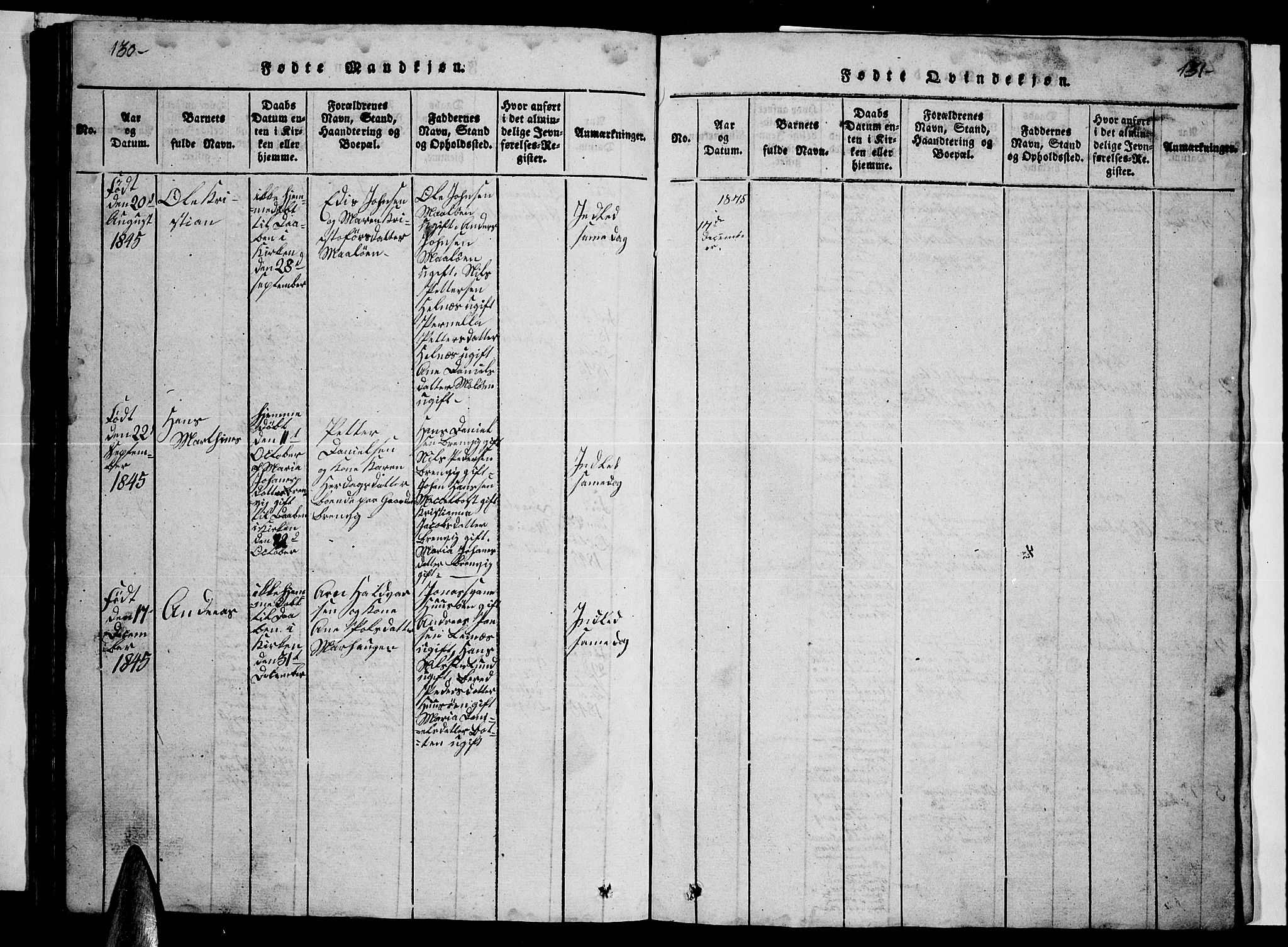 Ministerialprotokoller, klokkerbøker og fødselsregistre - Nordland, AV/SAT-A-1459/857/L0826: Klokkerbok nr. 857C01, 1821-1852, s. 130-131