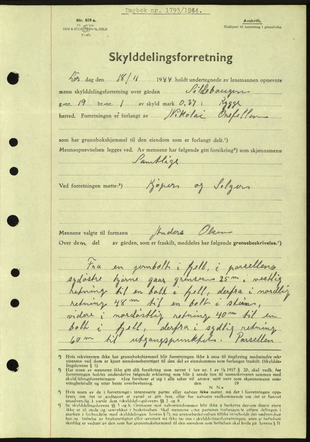 Moss sorenskriveri, SAO/A-10168: Pantebok nr. A13, 1944-1945, Dagboknr: 1793/1944