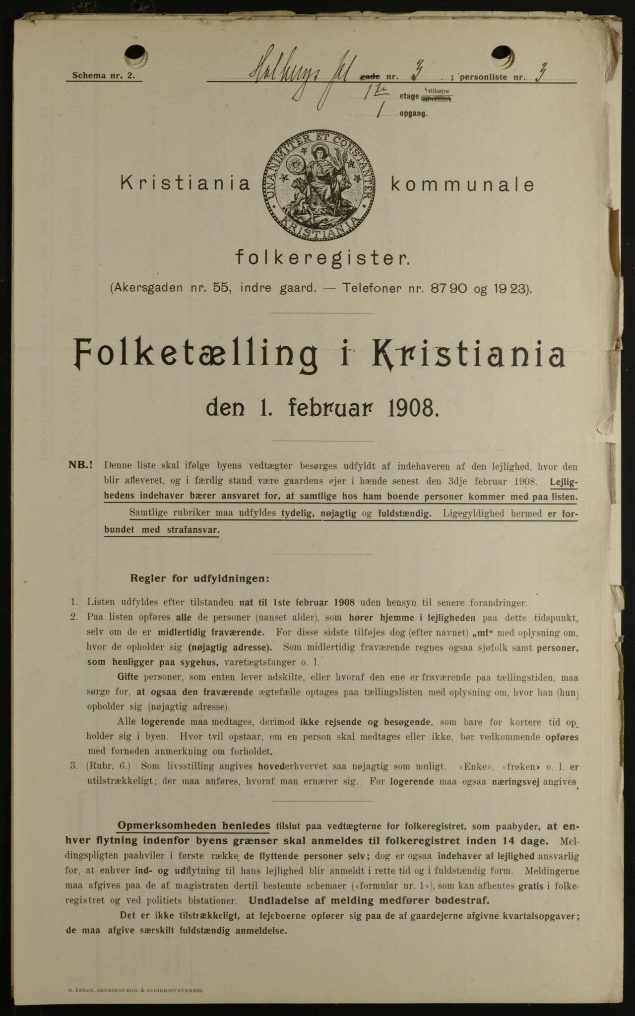 OBA, Kommunal folketelling 1.2.1908 for Kristiania kjøpstad, 1908, s. 36470