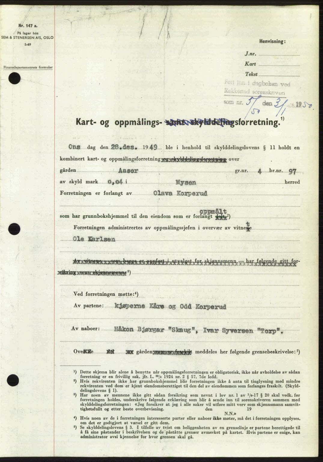 Rakkestad sorenskriveri, SAO/A-10686/G/Gb/Gba/Gbab/L0019: Pantebok nr. A19, 1949-1950, Dagboknr: 5/1950