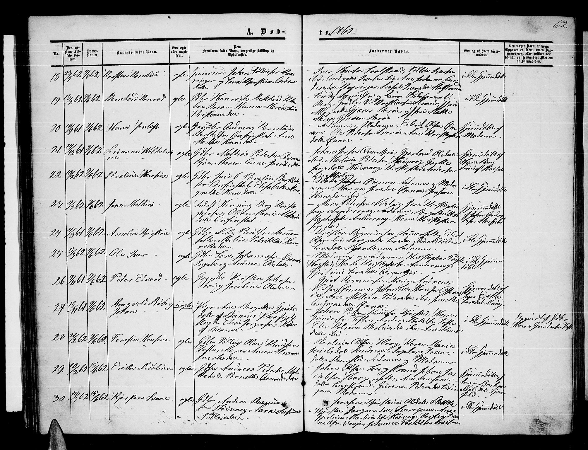 Ministerialprotokoller, klokkerbøker og fødselsregistre - Nordland, AV/SAT-A-1459/872/L1046: Klokkerbok nr. 872C02, 1852-1879, s. 62