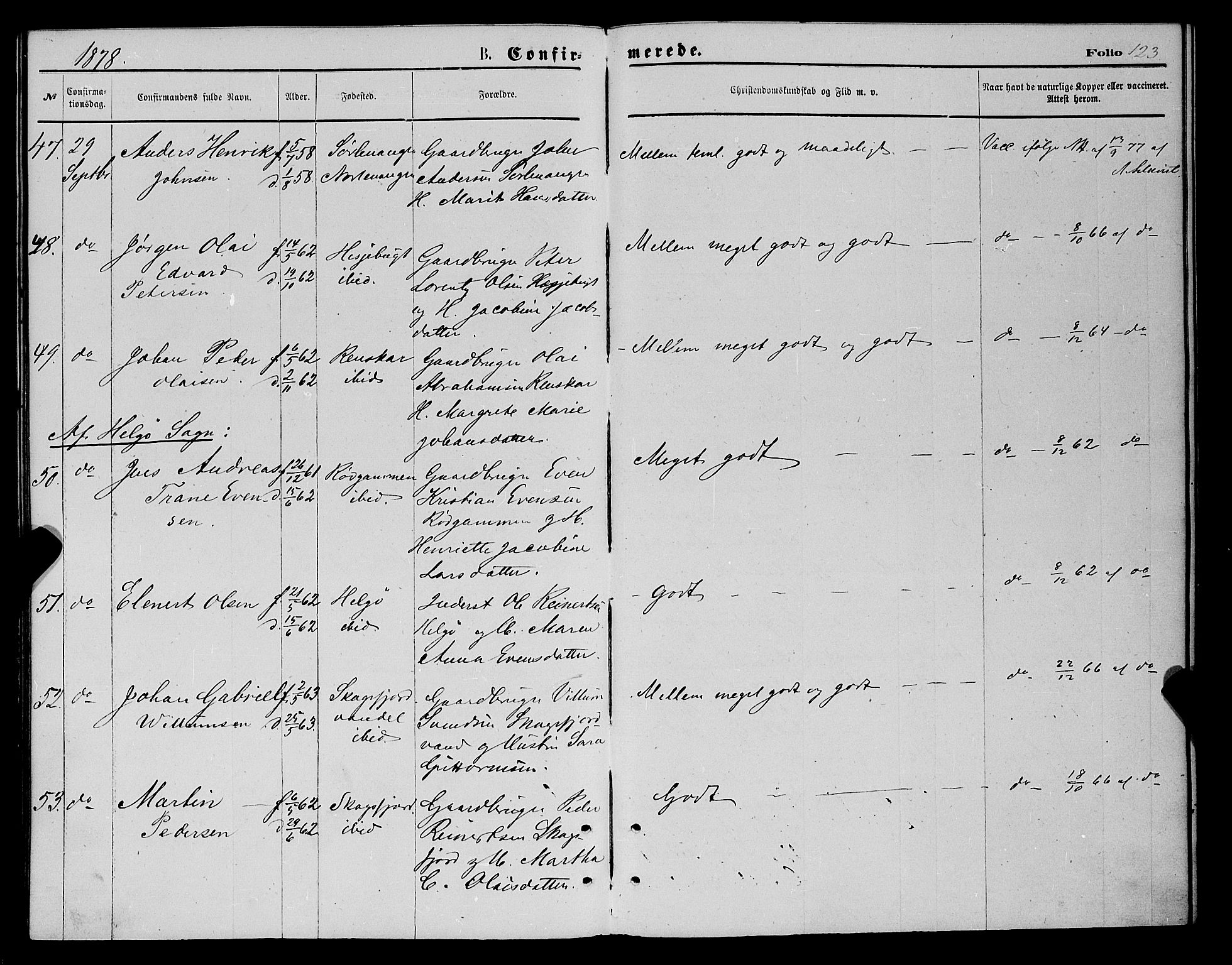 Karlsøy sokneprestembete, AV/SATØ-S-1299/H/Ha/Haa/L0005kirke: Ministerialbok nr. 5, 1872-1878, s. 123