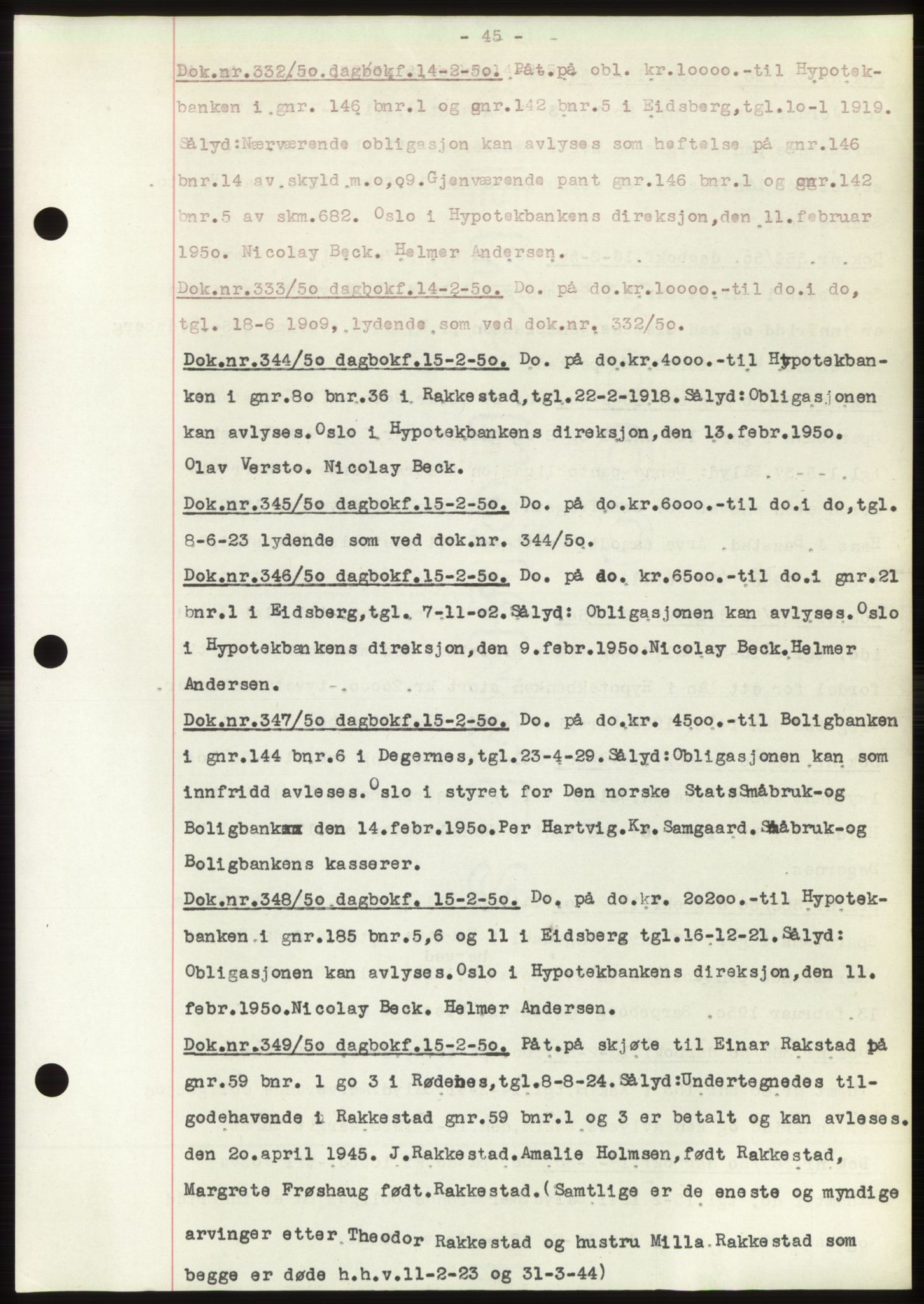 Rakkestad sorenskriveri, SAO/A-10686/G/Gb/Gba/Gbac/L0012: Pantebok nr. B1-4 og B16-20, 1949-1950, Dagboknr: 332/1950