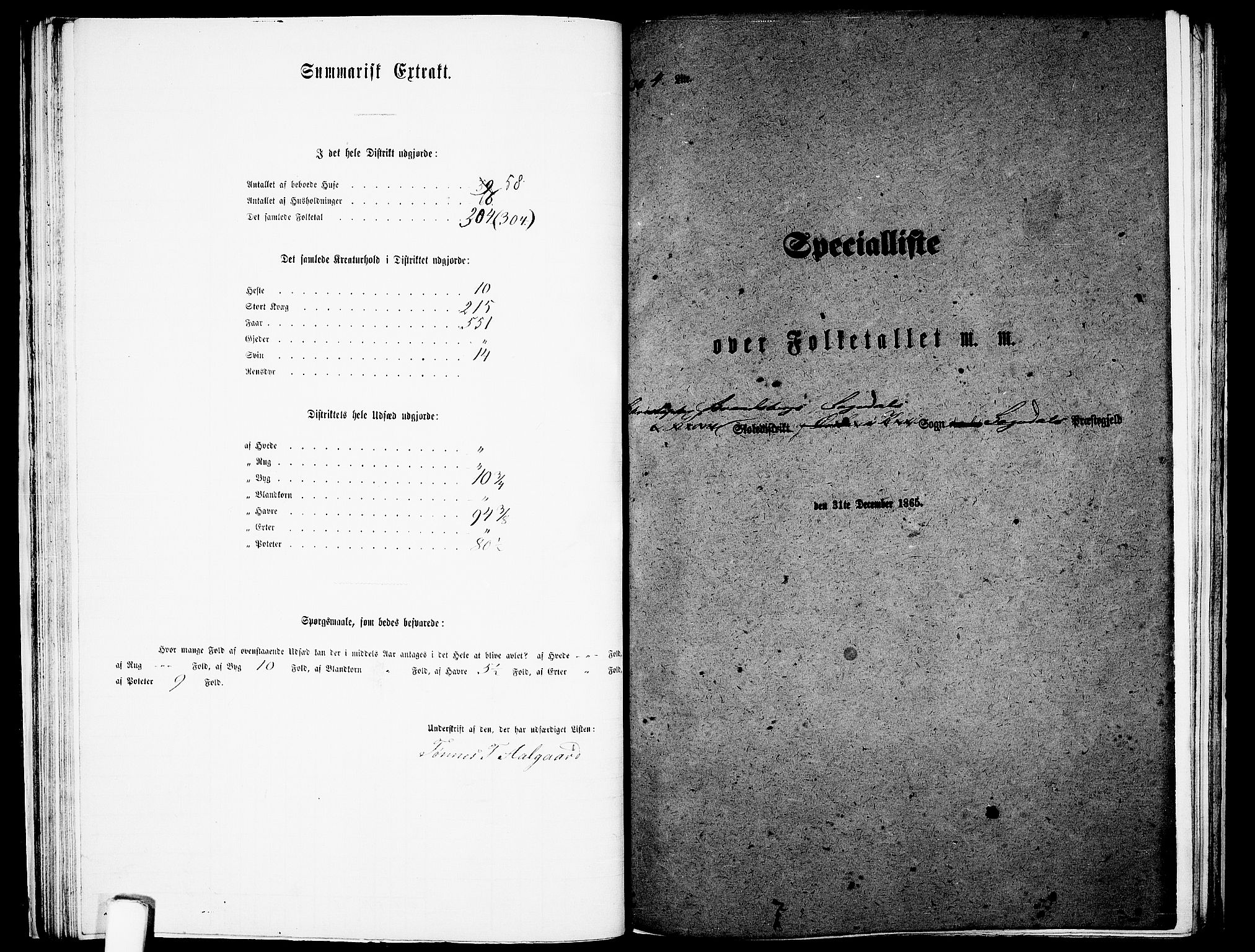 RA, Folketelling 1865 for 1111P Sokndal prestegjeld, 1865, s. 44