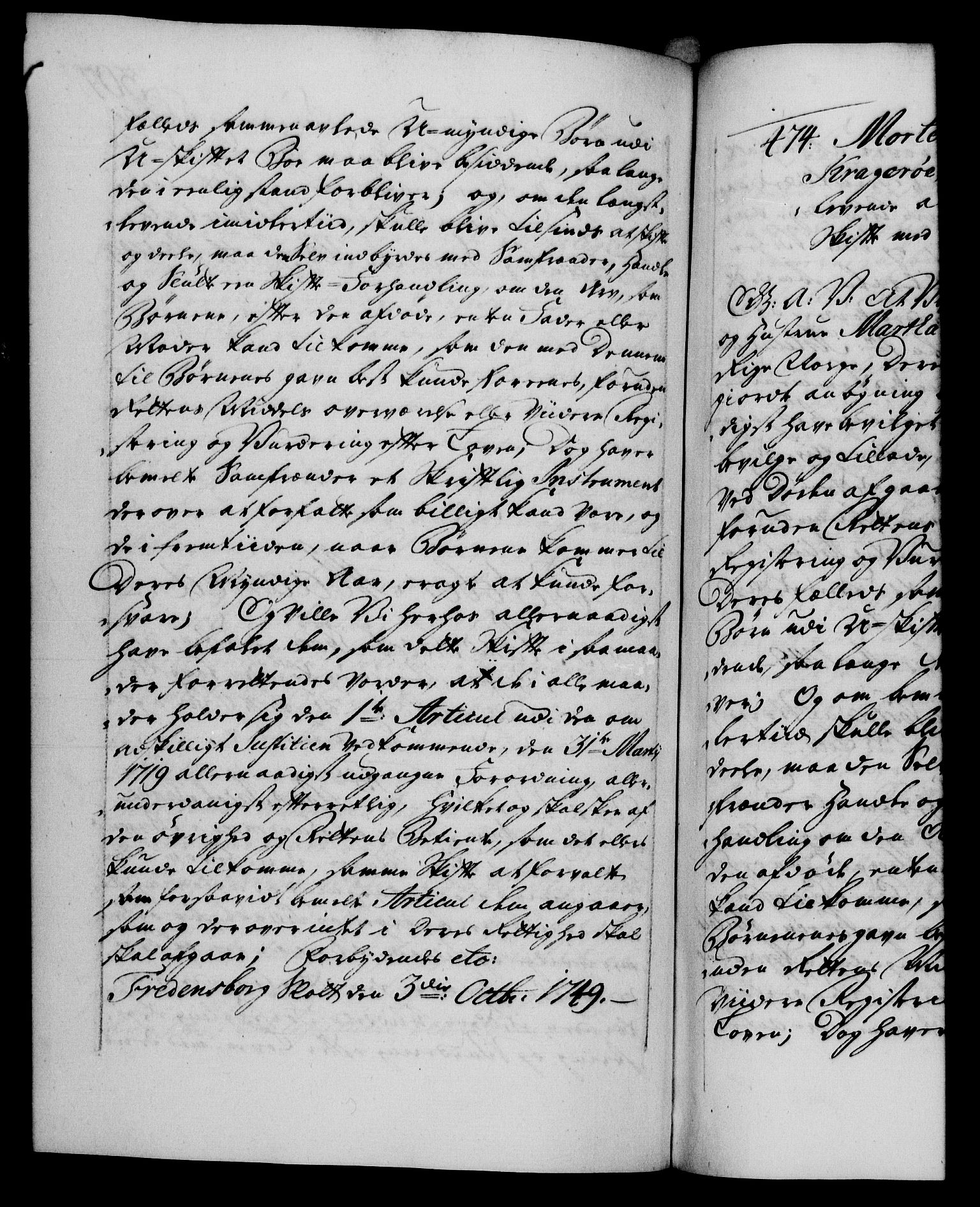 Danske Kanselli 1572-1799, RA/EA-3023/F/Fc/Fca/Fcaa/L0036: Norske registre, 1749-1750, s. 307b