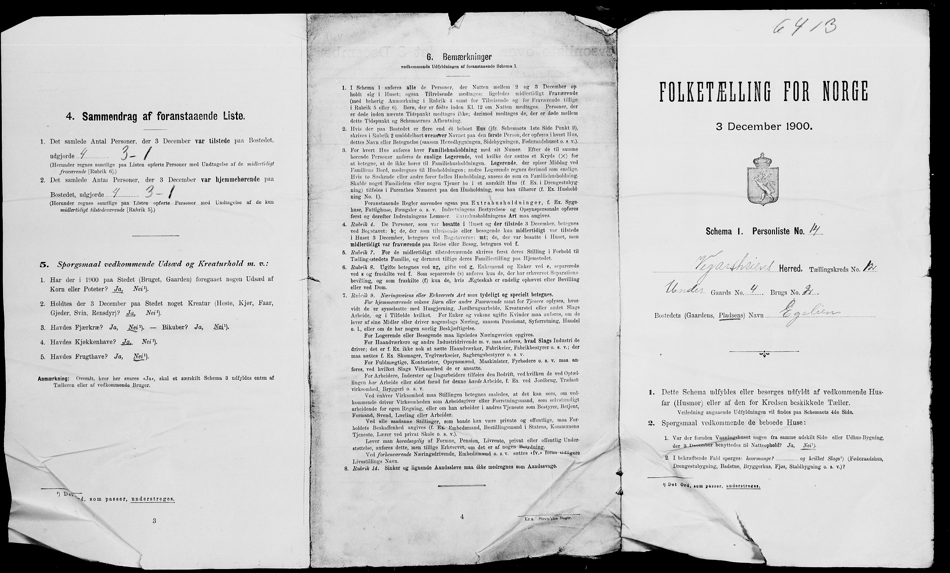 SAK, Folketelling 1900 for 0912 Vegårshei herred, 1900, s. 637