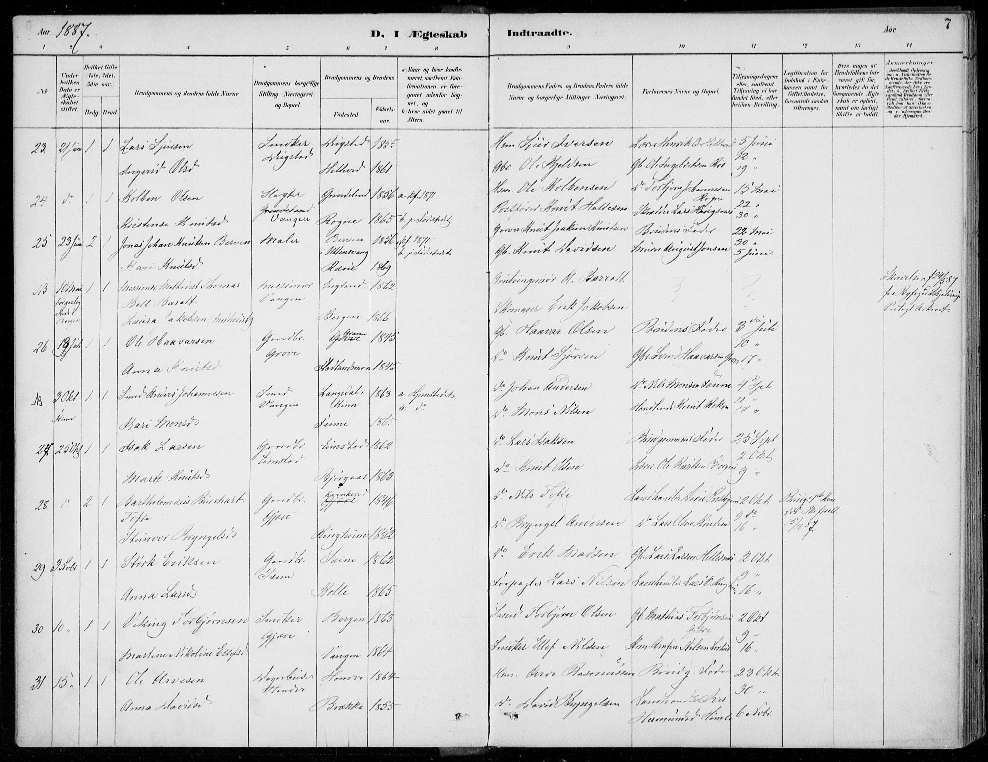 Voss sokneprestembete, AV/SAB-A-79001/H/Haa: Ministerialbok nr. C  1, 1887-1915, s. 7