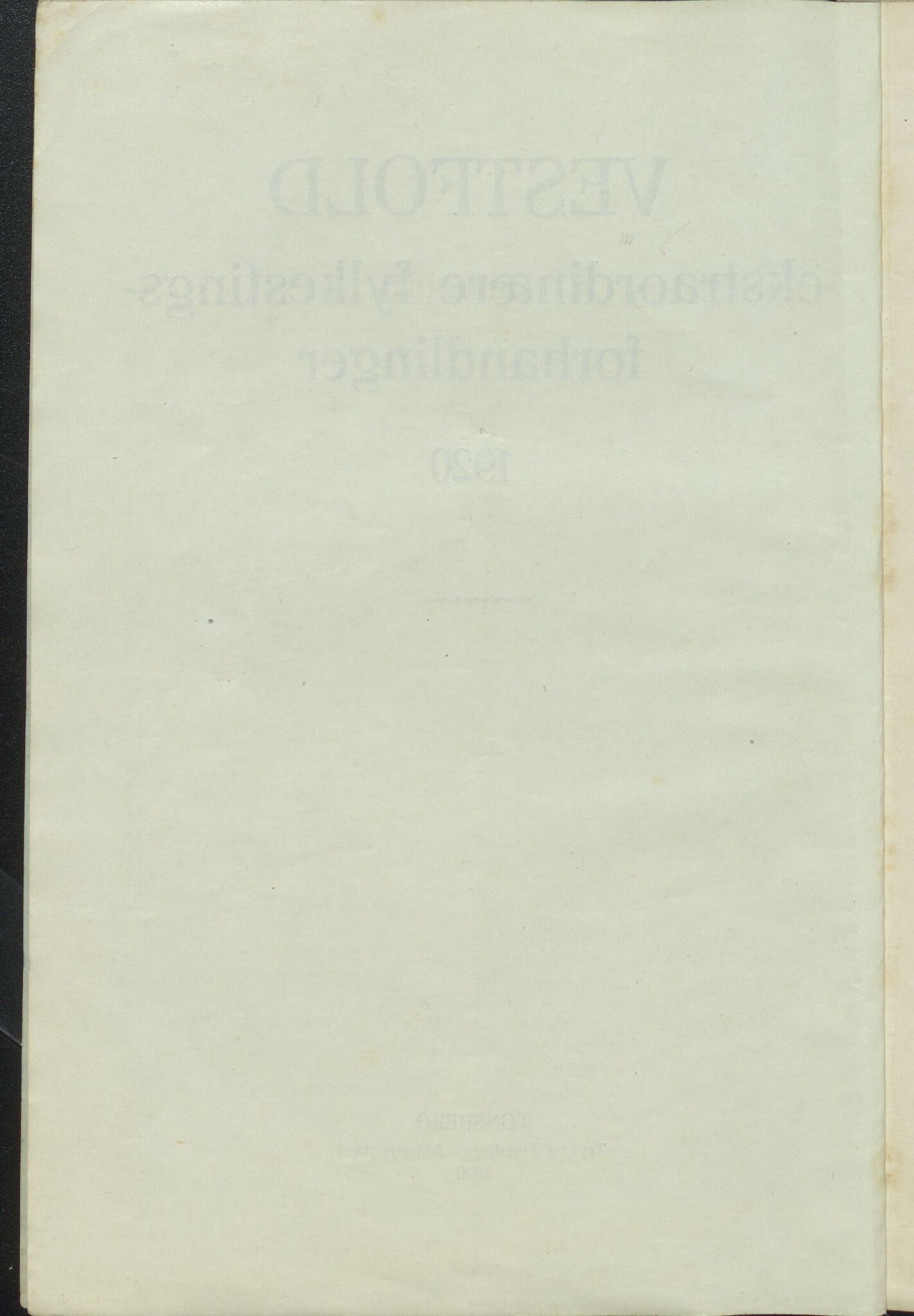 Vestfold fylkeskommune. Fylkestinget, VEMU/A-1315/A/Ab/Abb/L0070: Fylkestingsforhandlinger, 1920