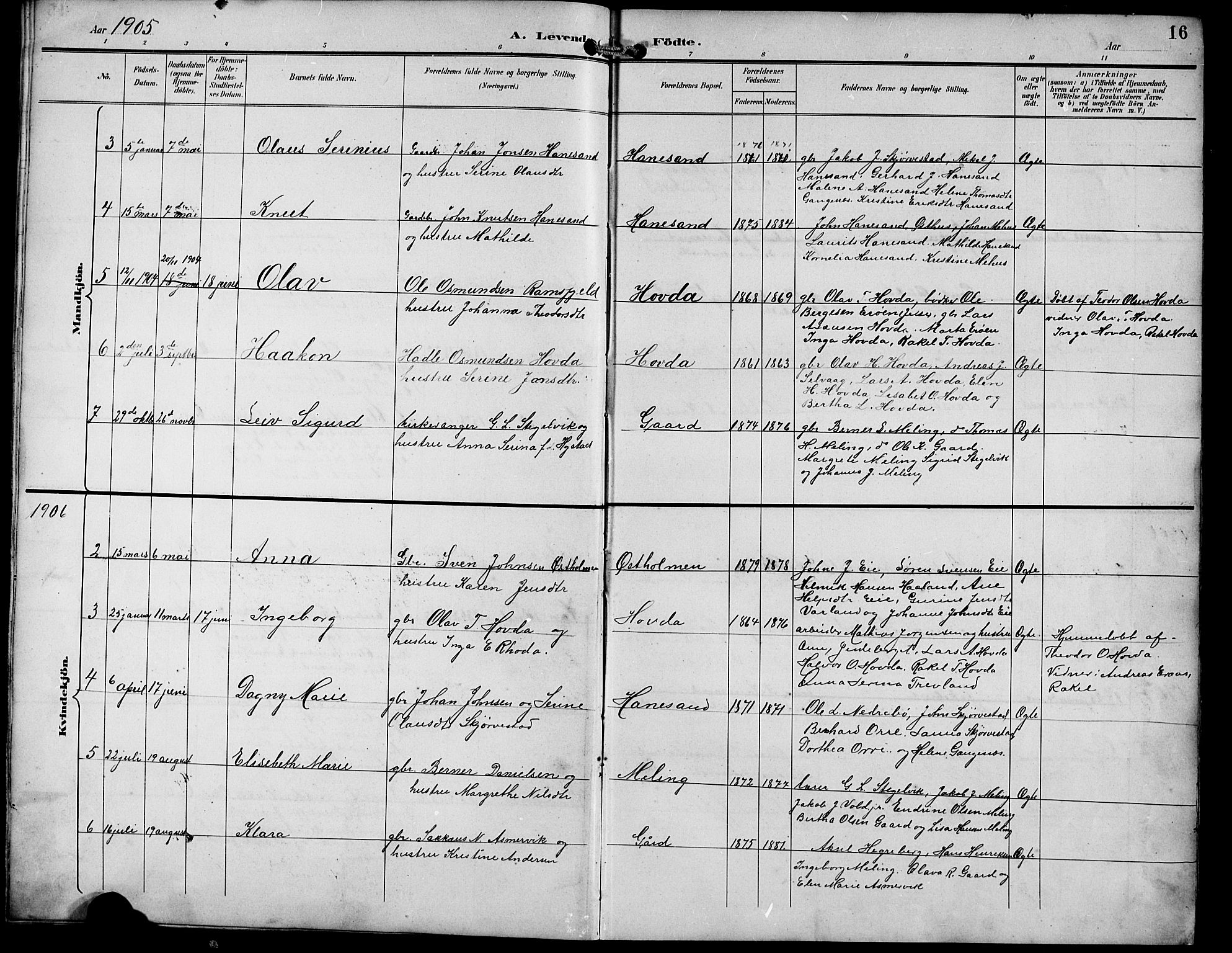 Finnøy sokneprestkontor, AV/SAST-A-101825/H/Ha/Hab/L0005: Klokkerbok nr. B 5, 1891-1916, s. 16