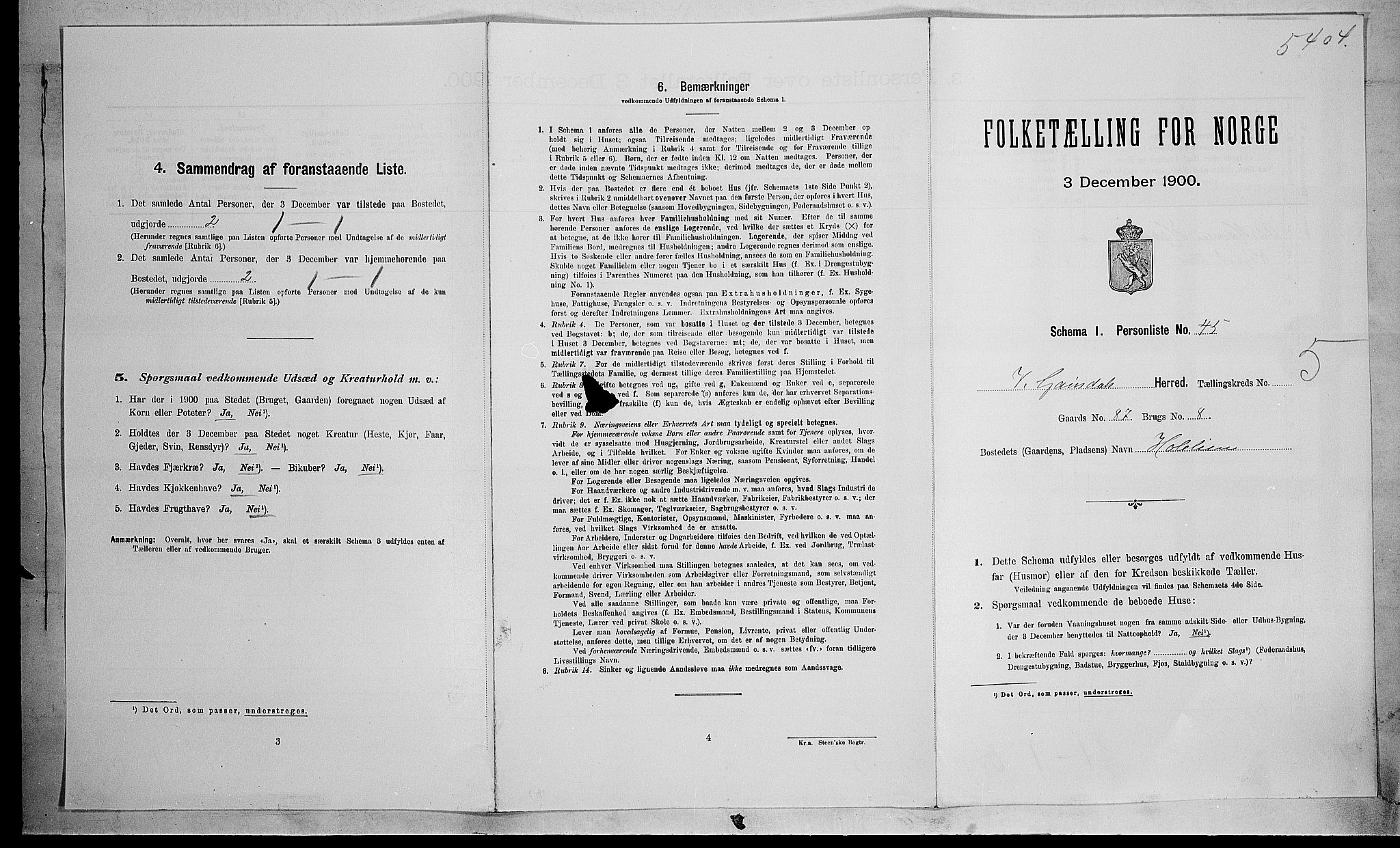 SAH, Folketelling 1900 for 0523 Vestre Gausdal herred, 1900, s. 711