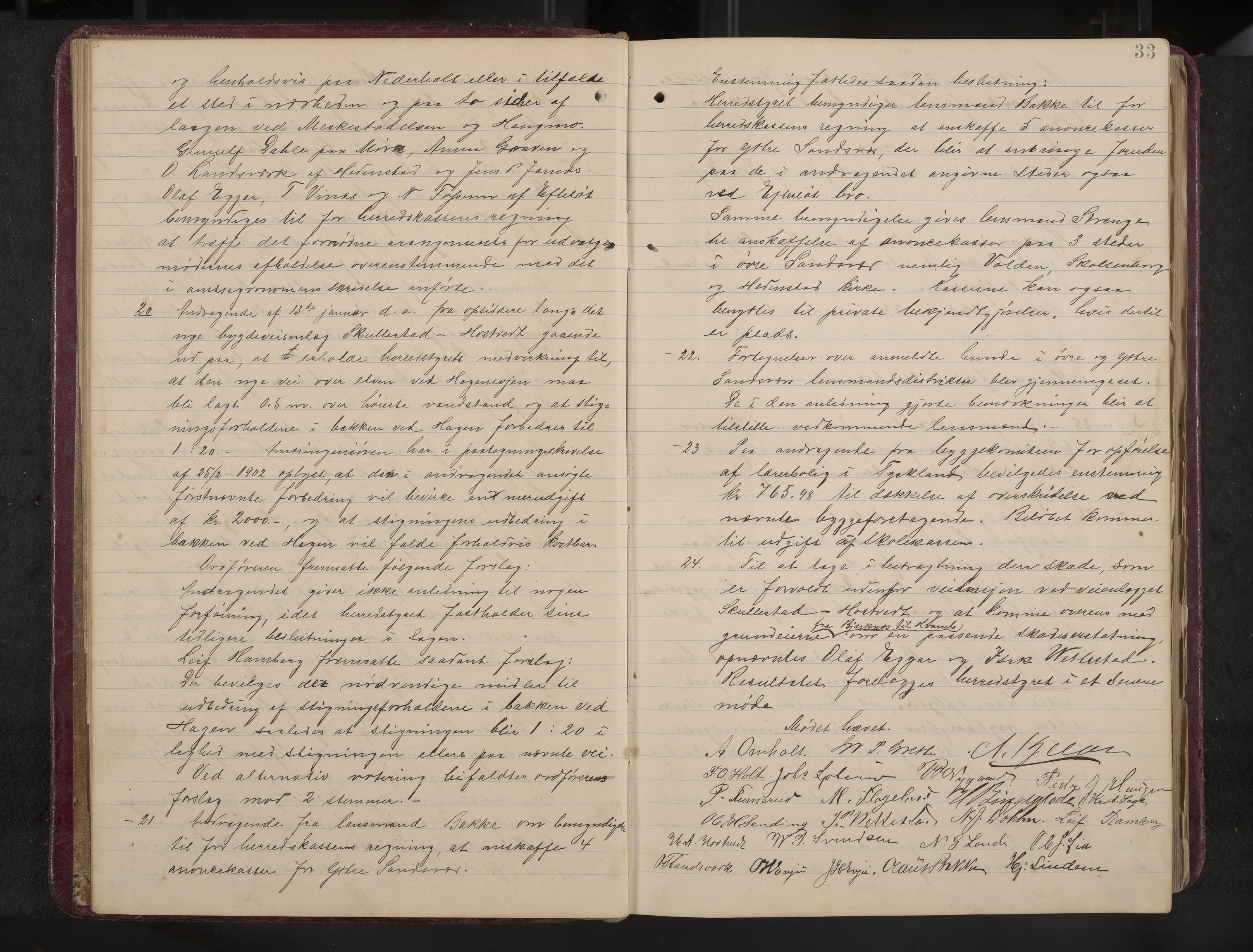 Ytre Sandsvær formannskap og sentraladministrasjon, IKAK/0629021/A/Aa/L0001: Møtebok med register, 1902-1919, s. 33
