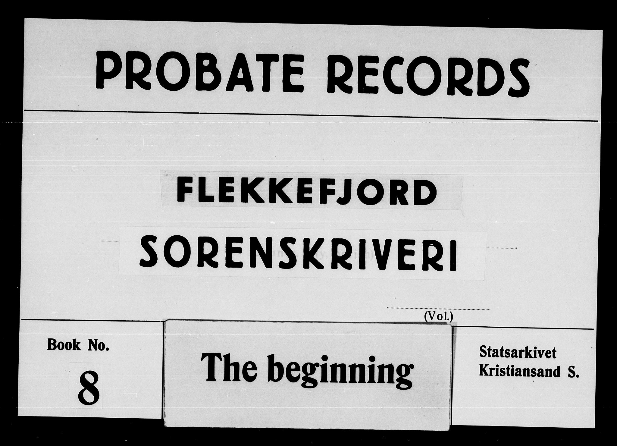 Flekkefjord sorenskriveri, SAK/1221-0001/H/Hc/L0014: Skifteprotokoll nr. 8 for Flekkefjord og Bakke, med gårdsnavn- og personnavnregister, 1850-1869
