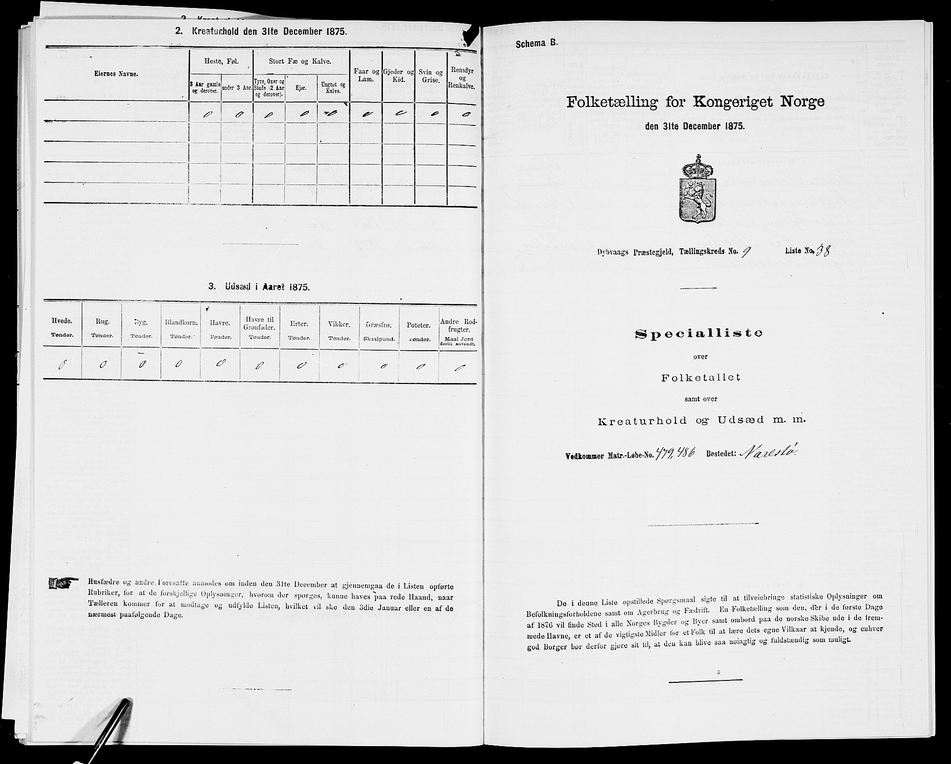 SAK, Folketelling 1875 for 0915P Dypvåg prestegjeld, 1875, s. 1186