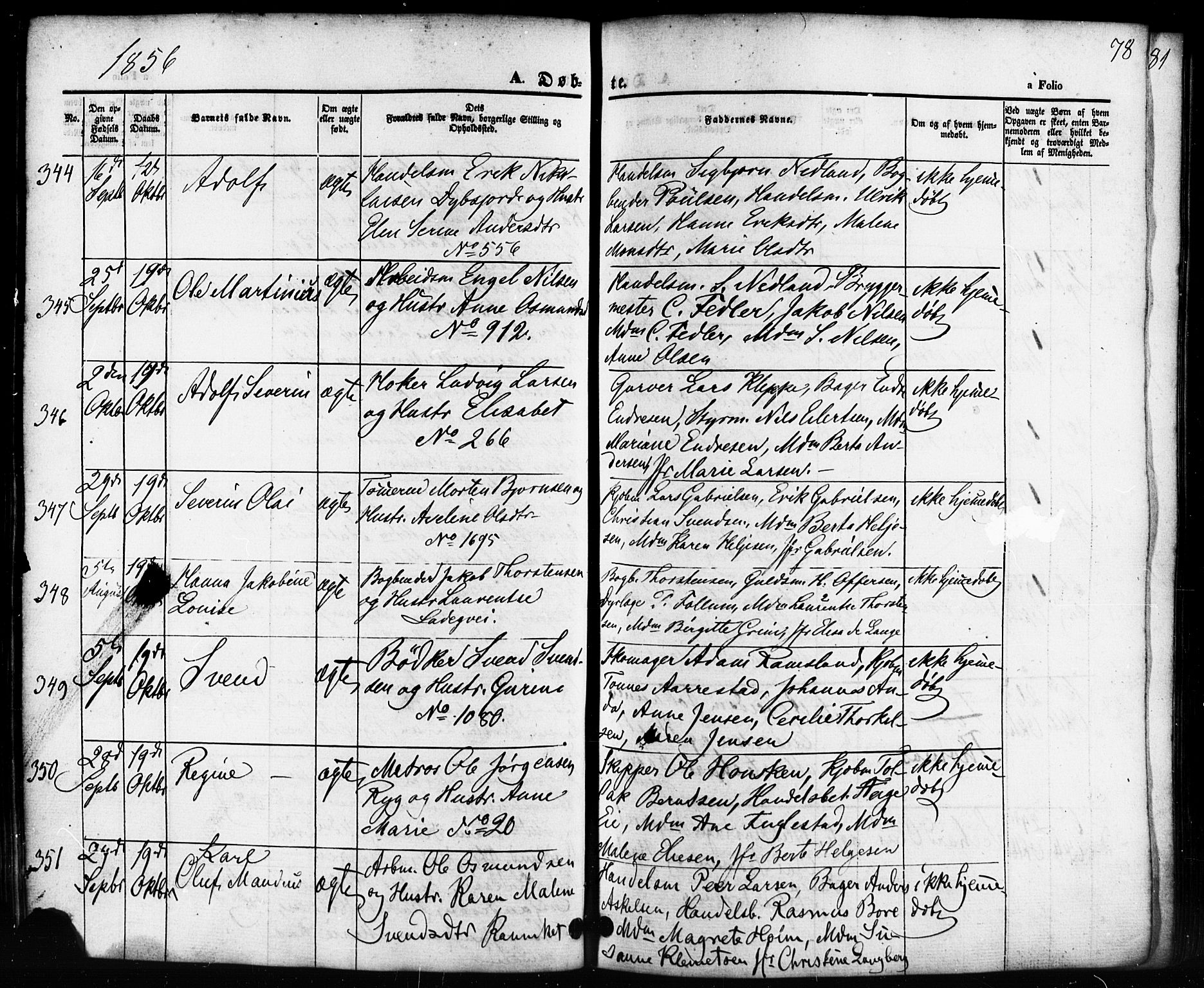 Domkirken sokneprestkontor, AV/SAST-A-101812/001/30/30BB/L0010: Klokkerbok nr. B 10, 1855-1860, s. 78