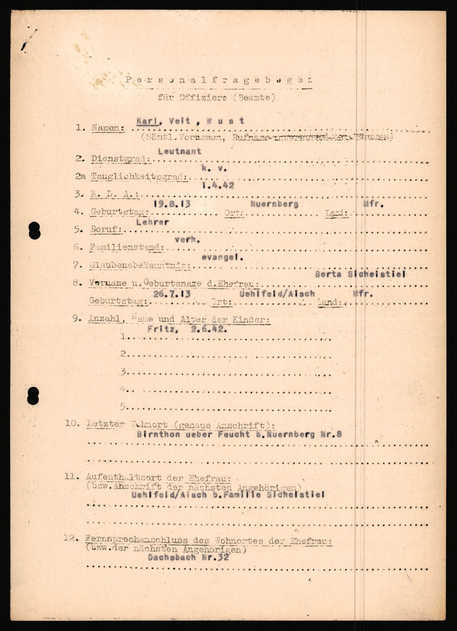 Forsvarets Overkommando. 2 kontor. Arkiv 11.4. Spredte tyske arkivsaker, AV/RA-RAFA-7031/D/Dar/Dara/L0019: Personalbøker og diverse, 1940-1945, s. 624