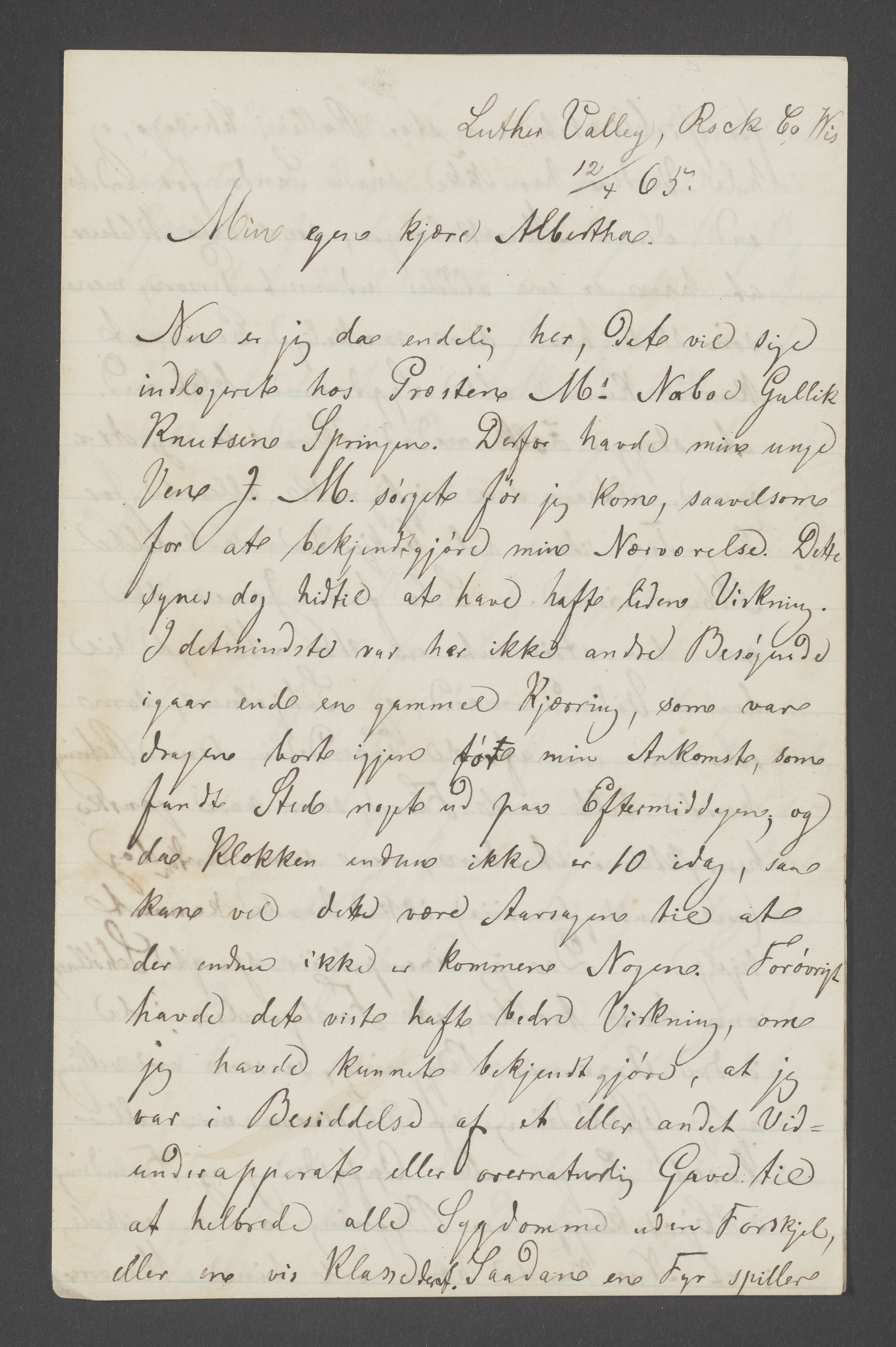 Søren Johan Hanssen, cand. med., IKAM/P-00148/G/L0001/0012: Private brev / Brev 12.04.1865, 1865