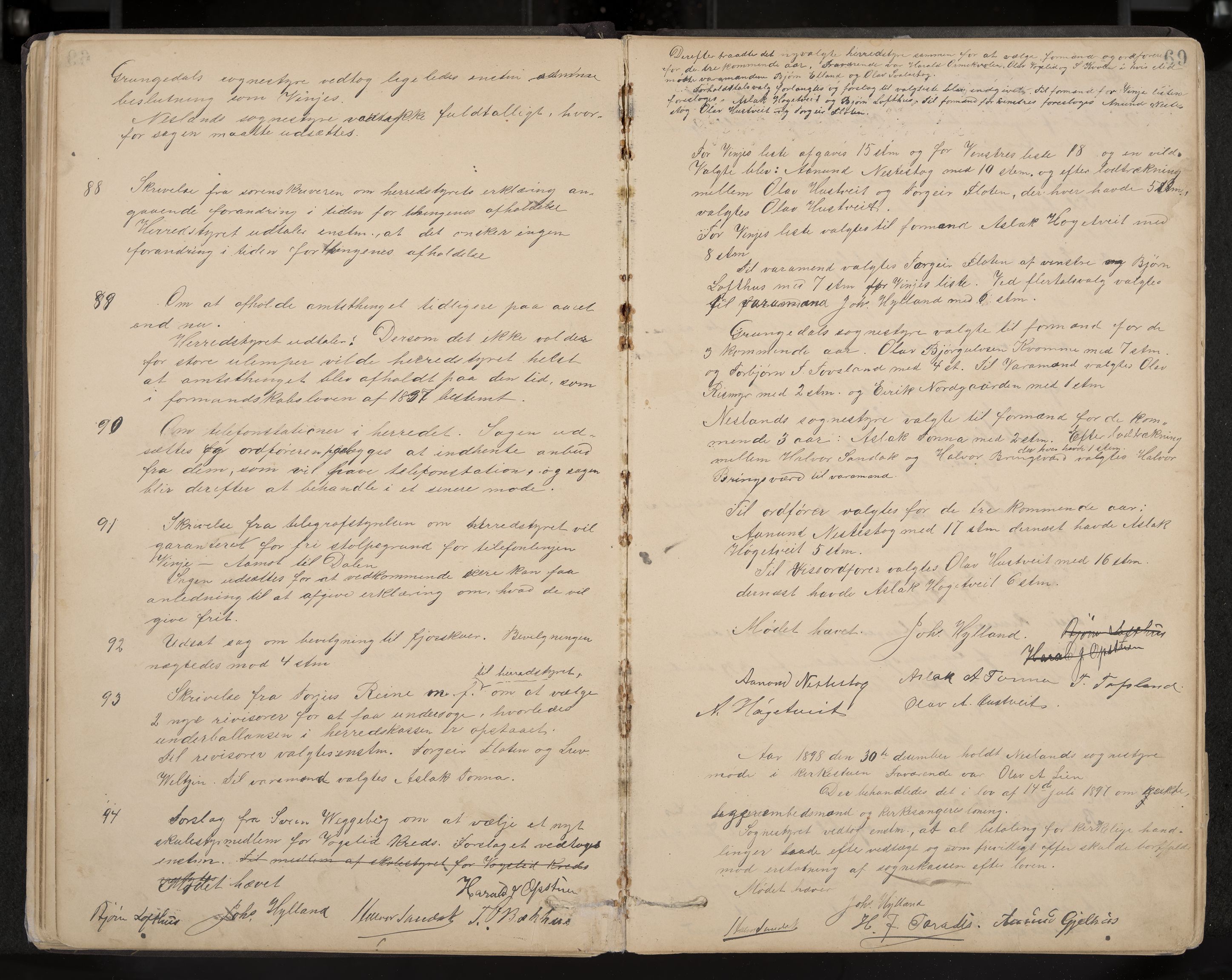 Vinje formannskap og sentraladministrasjon, IKAK/0834021-1/A/L0002: Møtebok, 1889-1913, s. 69