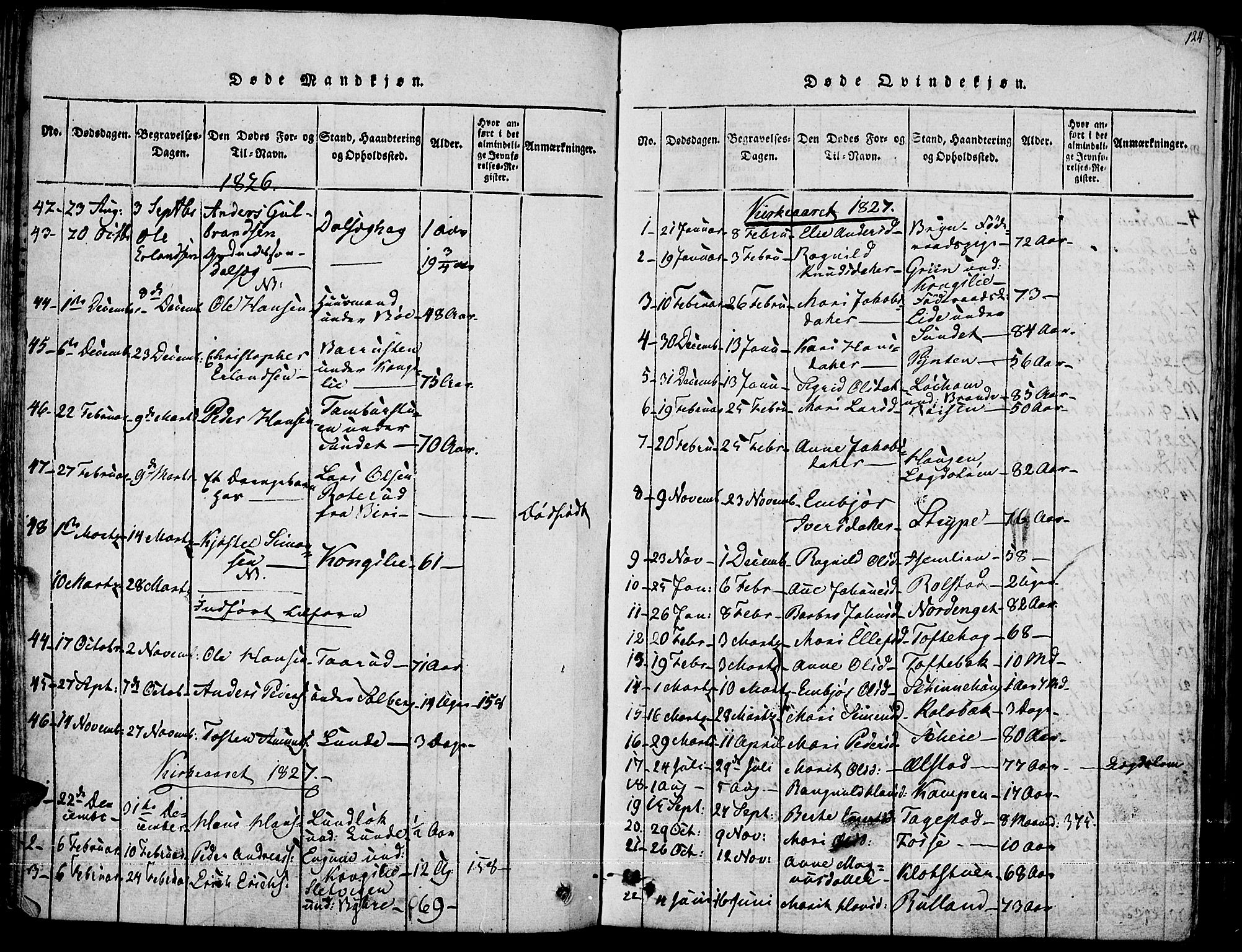 Fron prestekontor, AV/SAH-PREST-078/H/Ha/Haa/L0002: Ministerialbok nr. 2, 1816-1827, s. 124