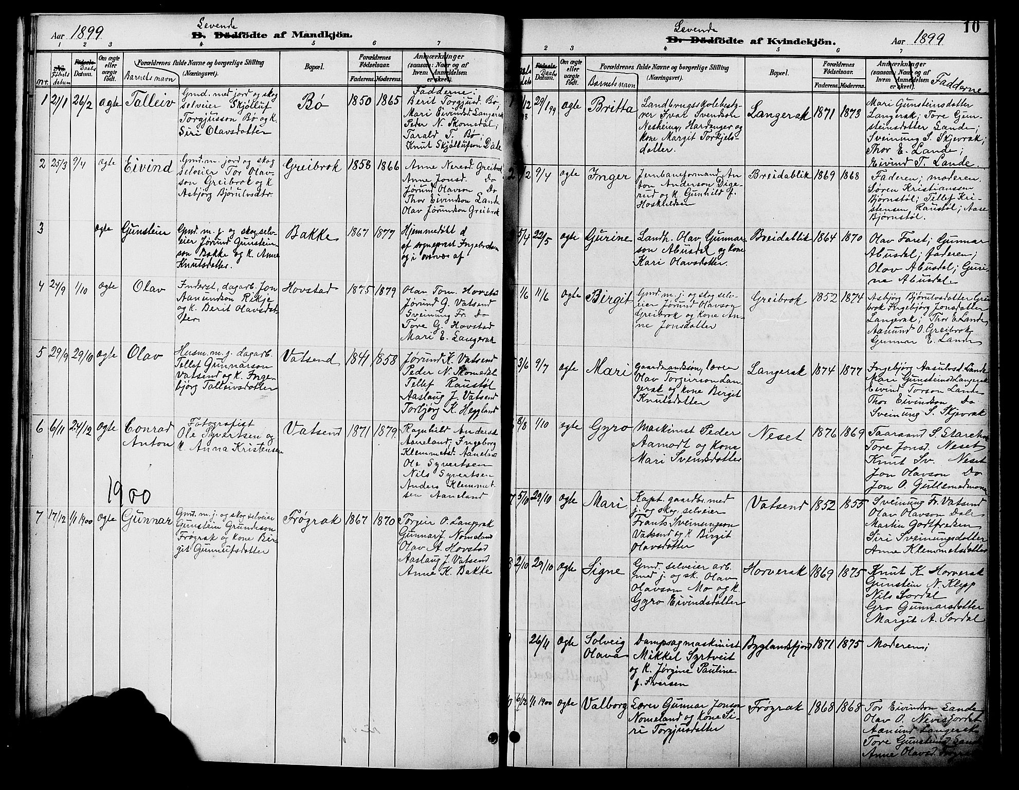 Bygland sokneprestkontor, SAK/1111-0006/F/Fb/Fbd/L0002: Klokkerbok nr. B 2, 1894-1909, s. 10