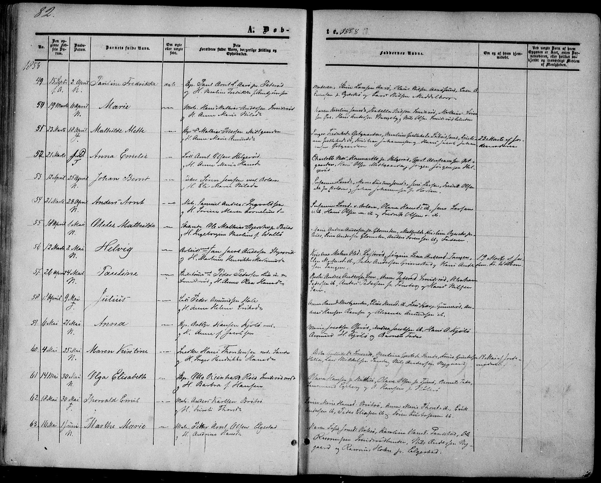Nøtterøy kirkebøker, AV/SAKO-A-354/F/Fa/L0006: Ministerialbok nr. I 6, 1852-1864, s. 82