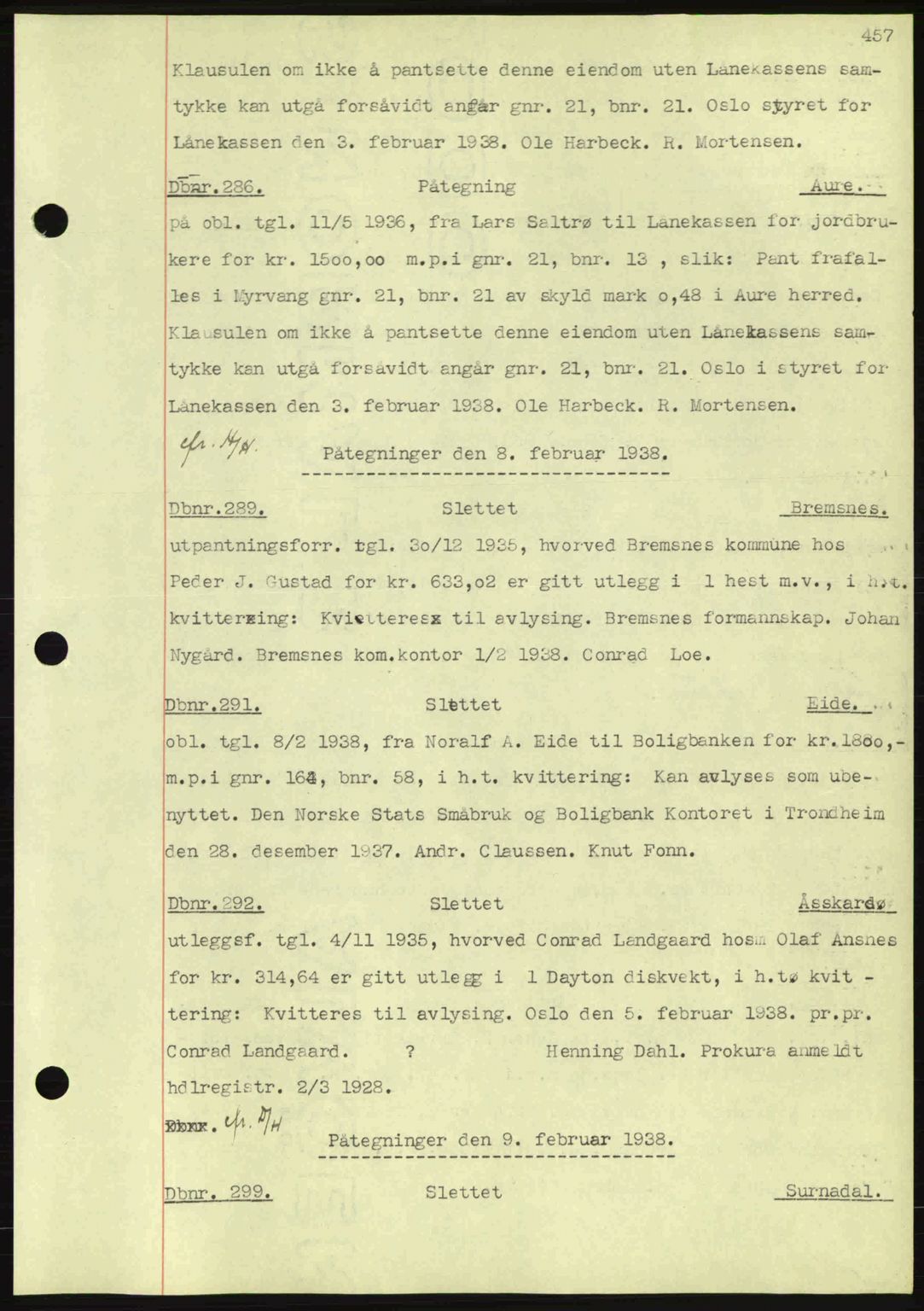 Nordmøre sorenskriveri, SAT/A-4132/1/2/2Ca: Pantebok nr. C80, 1936-1939, Dagboknr: 286/1938