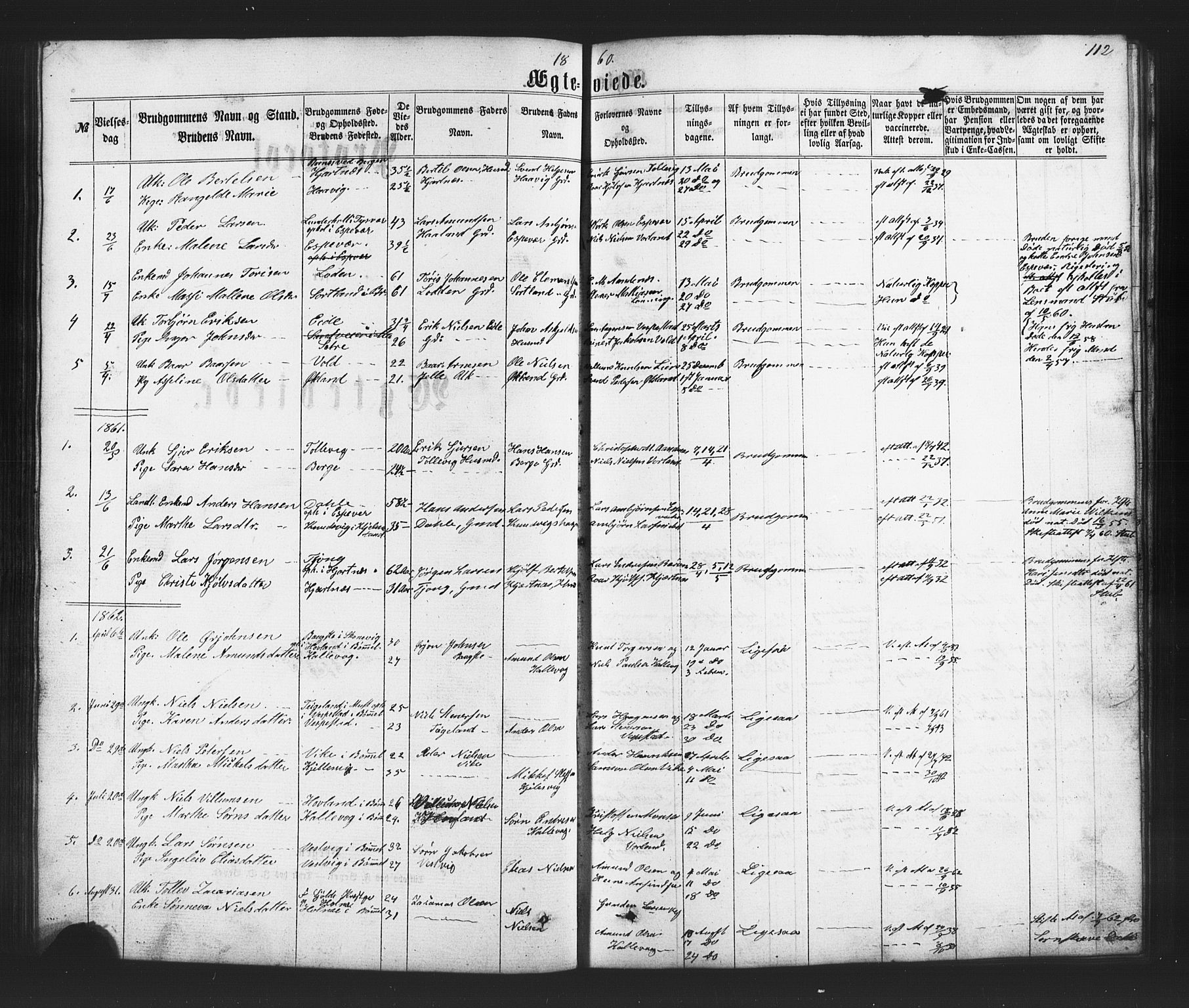 Finnås sokneprestembete, AV/SAB-A-99925/H/Ha/Hab/Habc/L0001: Klokkerbok nr. C 1, 1860-1887, s. 112