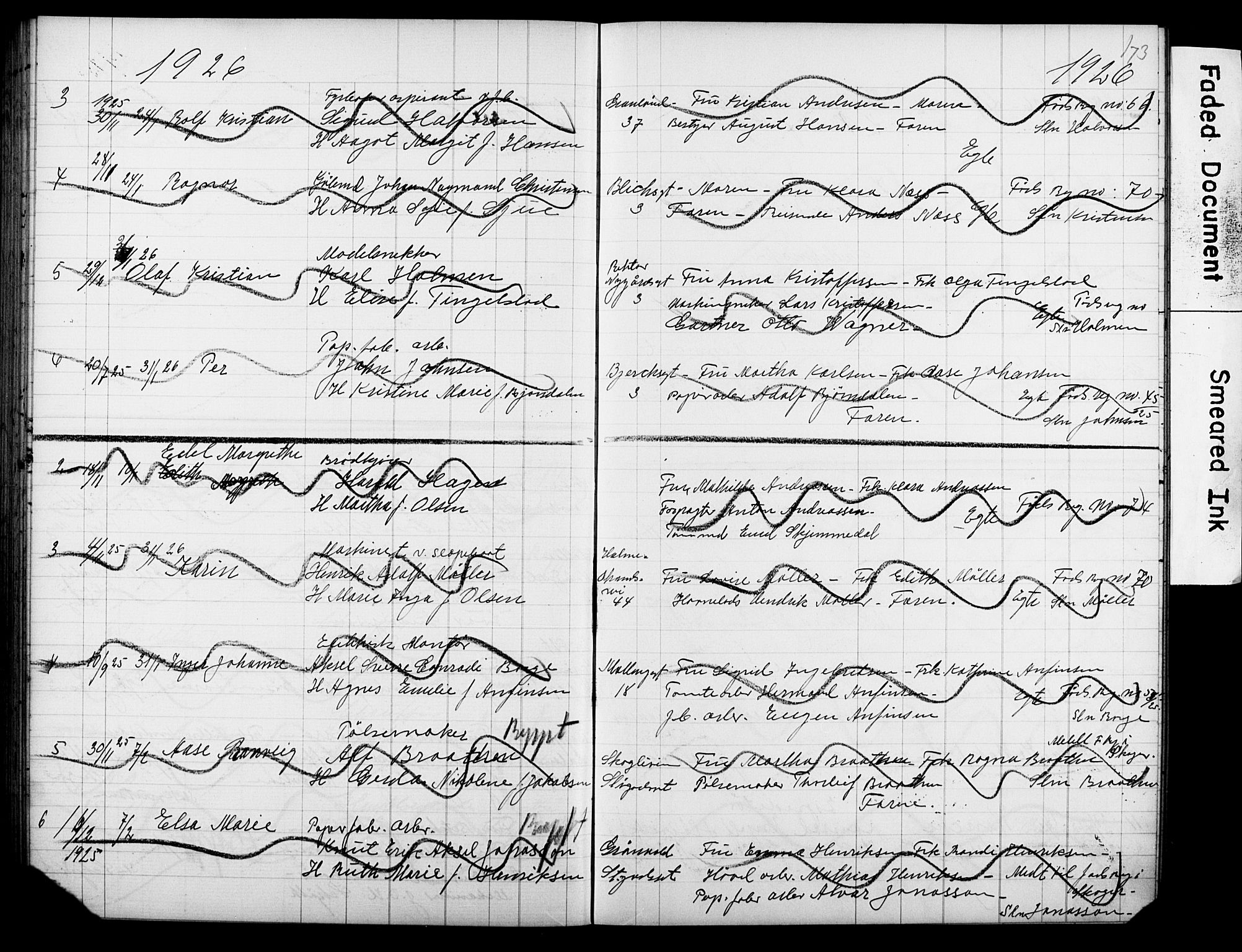 Strømsø kirkebøker, AV/SAKO-A-246/Y/Ya/L0007: Kladd til kirkebok nr. I 7, 1915-1932, s. 173