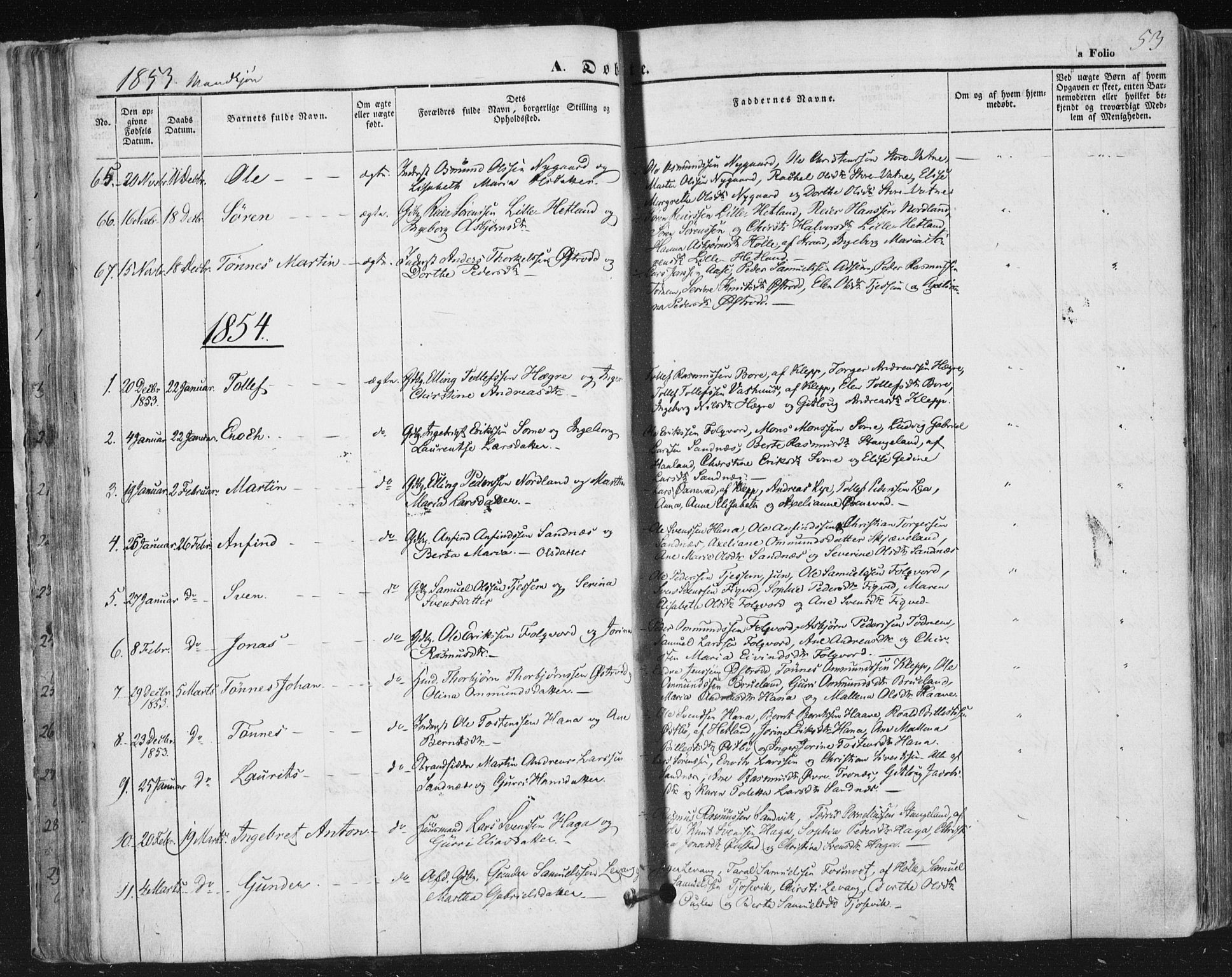 Høyland sokneprestkontor, AV/SAST-A-101799/001/30BA/L0008: Ministerialbok nr. A 8, 1841-1856, s. 53