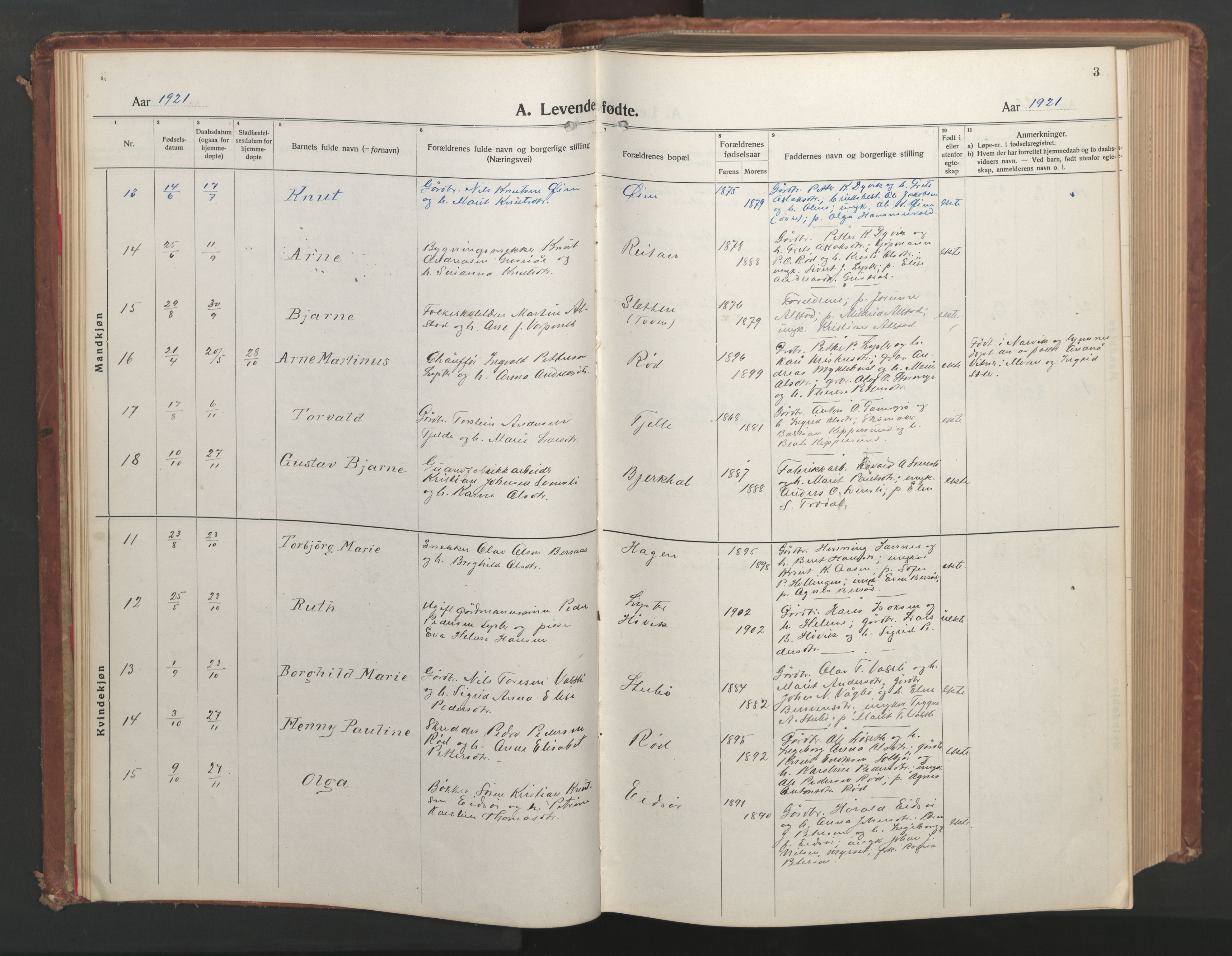 Ministerialprotokoller, klokkerbøker og fødselsregistre - Møre og Romsdal, AV/SAT-A-1454/551/L0633: Klokkerbok nr. 551C05, 1921-1961, s. 3