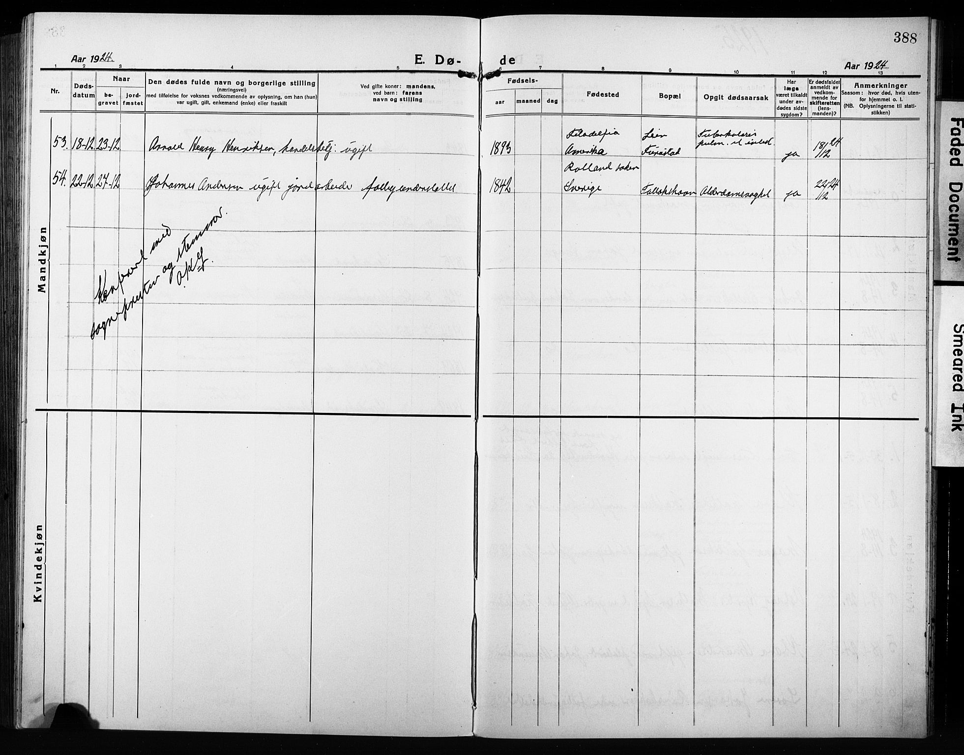 Sandar kirkebøker, AV/SAKO-A-243/G/Ga/L0004: Klokkerbok nr. 4, 1922-1932, s. 388