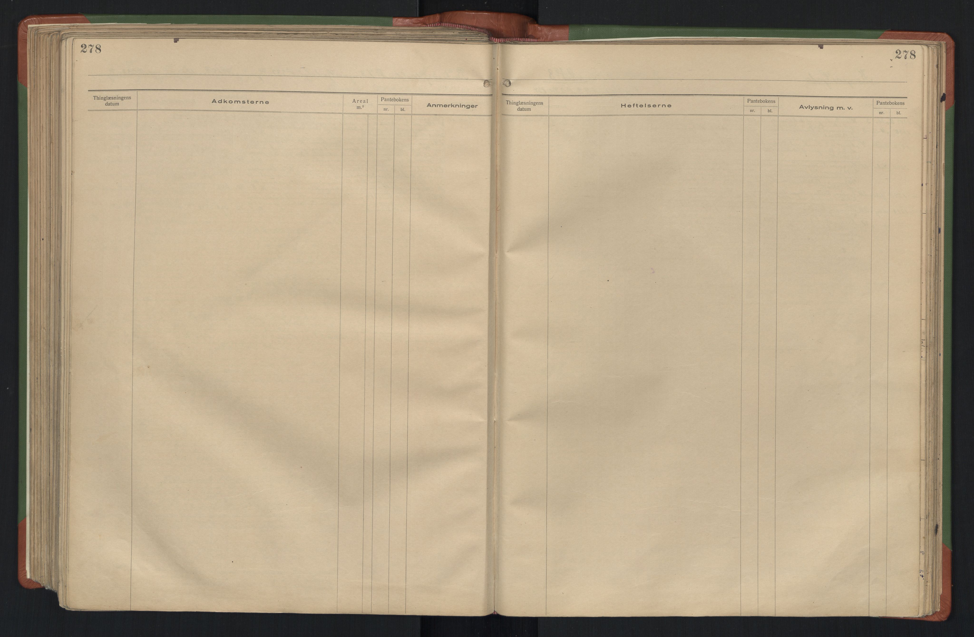 Oslo byskriverembete, SAO/A-10227/G/Ga/Gab/Gaba/L0044: Panteregister nr. 2V, 1921-1955, s. 278