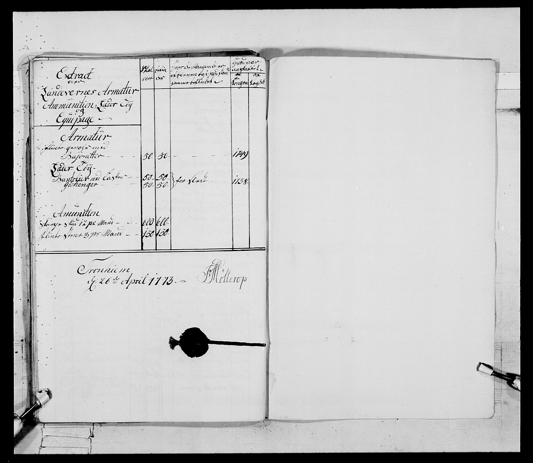 Generalitets- og kommissariatskollegiet, Det kongelige norske kommissariatskollegium, RA/EA-5420/E/Eh/L0085: 3. Trondheimske nasjonale infanteriregiment, 1773-1775, s. 44