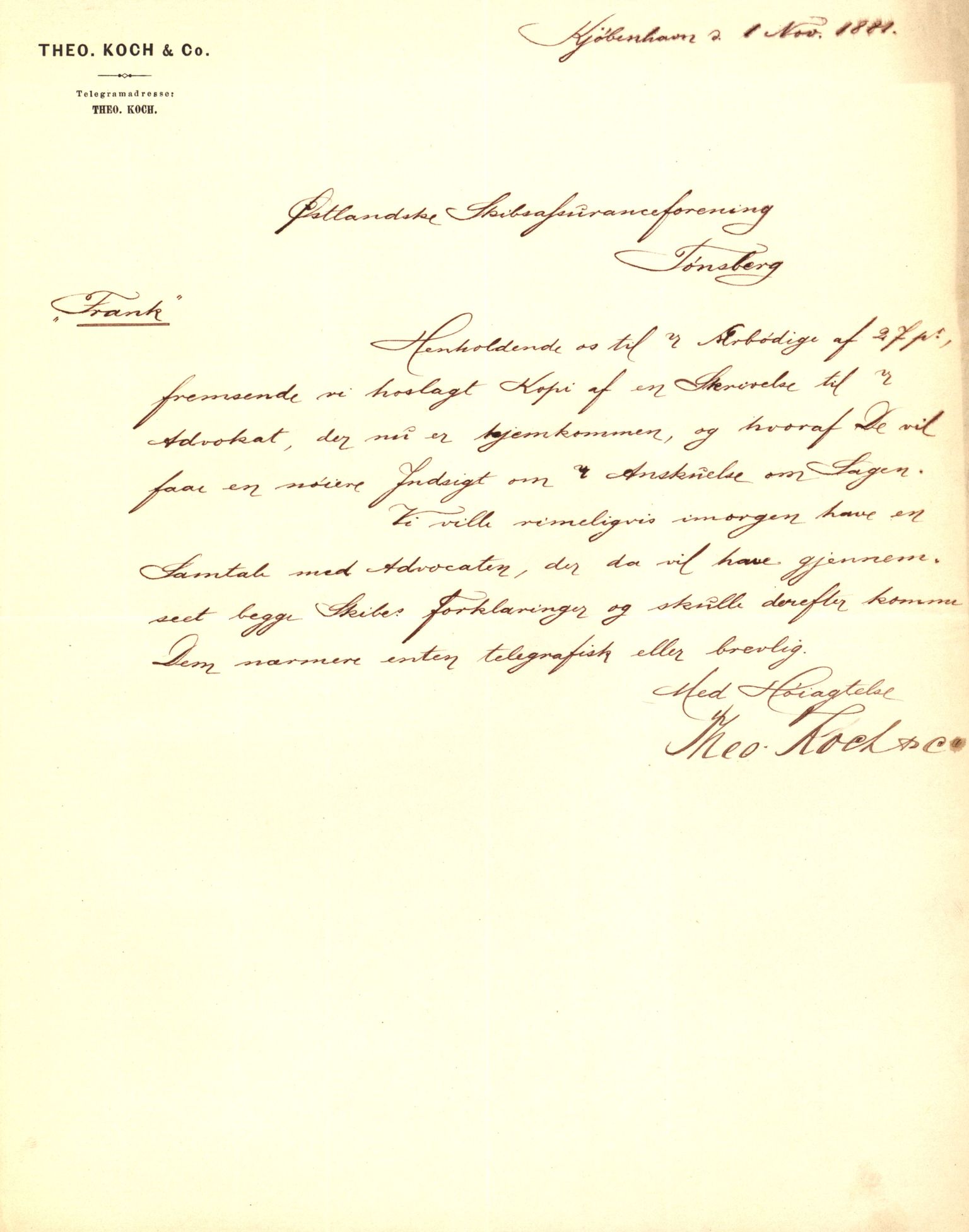 Pa 63 - Østlandske skibsassuranceforening, VEMU/A-1079/G/Ga/L0014/0004: Havaridokumenter / Bertrand, Frigga, Frank, Nordafjeld, 1881, s. 96