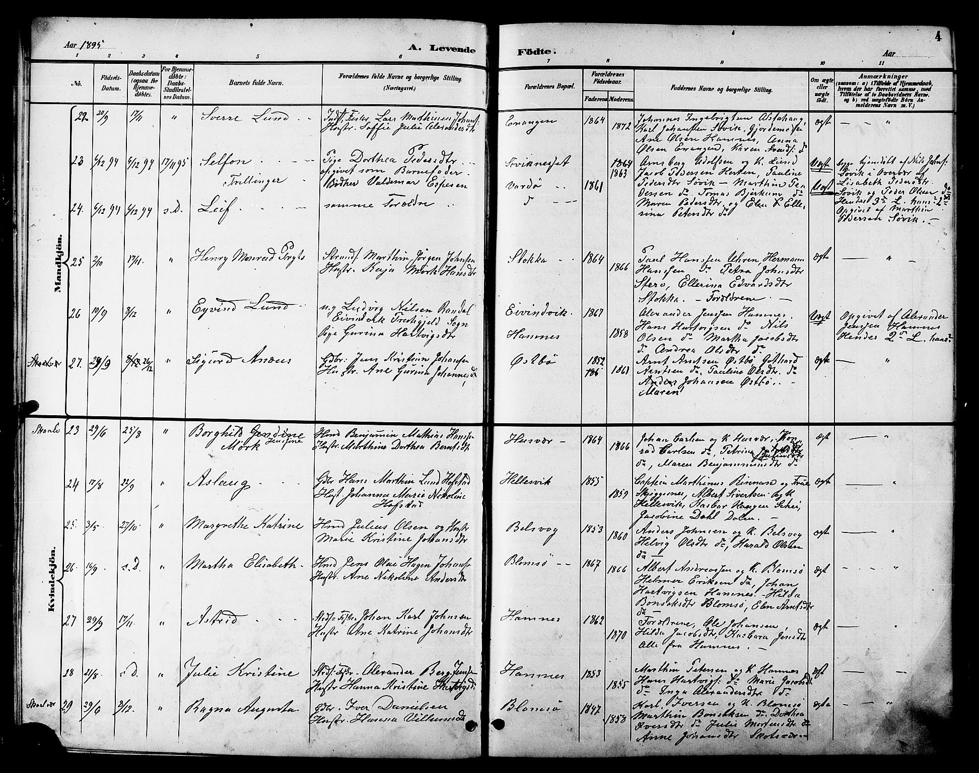 Ministerialprotokoller, klokkerbøker og fødselsregistre - Nordland, SAT/A-1459/830/L0463: Klokkerbok nr. 830C05, 1895-1906, s. 4