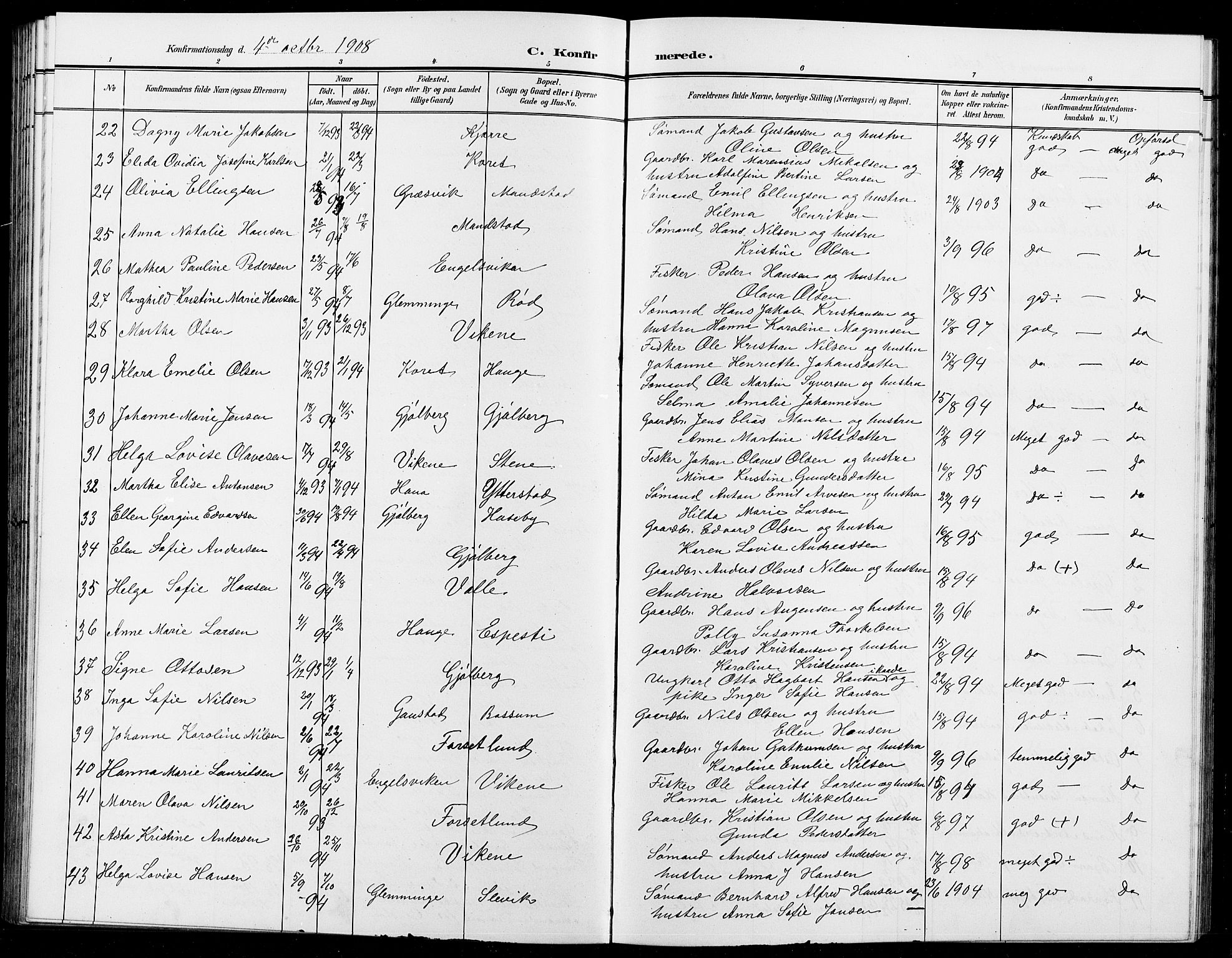 Onsøy prestekontor Kirkebøker, AV/SAO-A-10914/G/Ga/L0002: Klokkerbok nr. I 2, 1903-1909