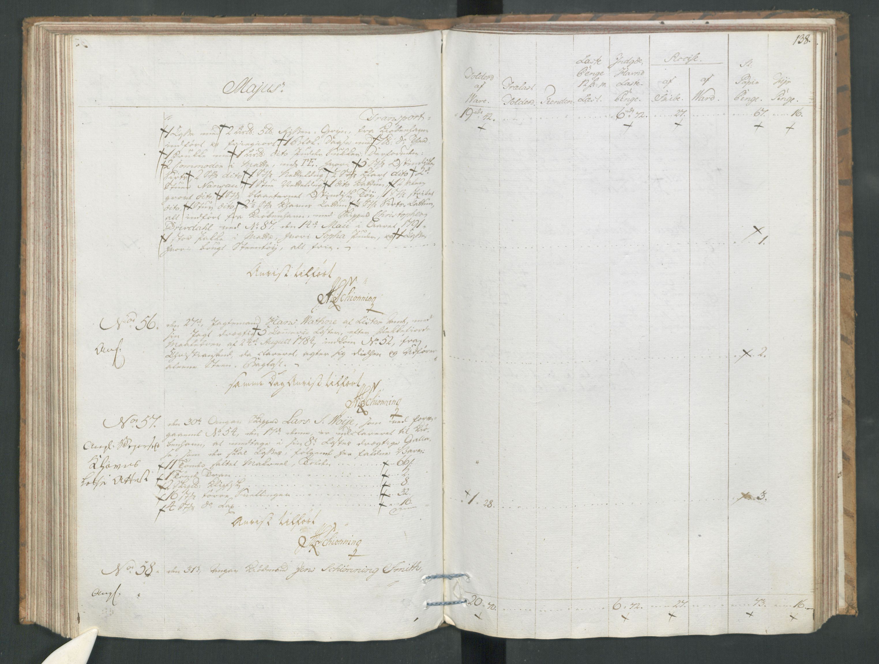 Generaltollkammeret, tollregnskaper, AV/RA-EA-5490/R19/L0054/0001: Tollregnskaper Flekkefjord / Tollbok, 1794, s. 137b-138a