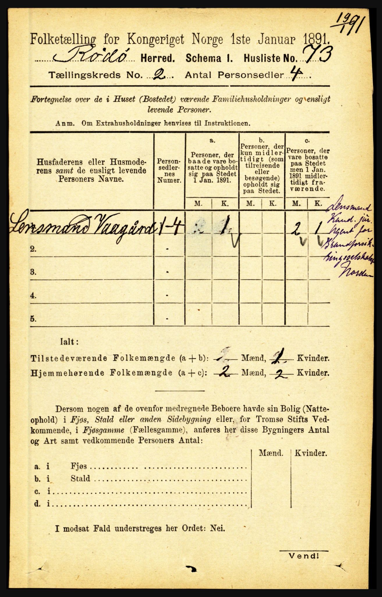 RA, Folketelling 1891 for 1836 Rødøy herred, 1891, s. 226