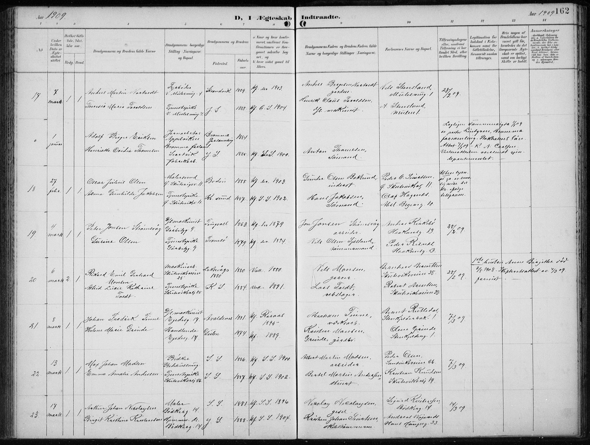 Sandviken Sokneprestembete, SAB/A-77601/H/Ha/L0014: Ministerialbok nr. D 1, 1896-1911, s. 162