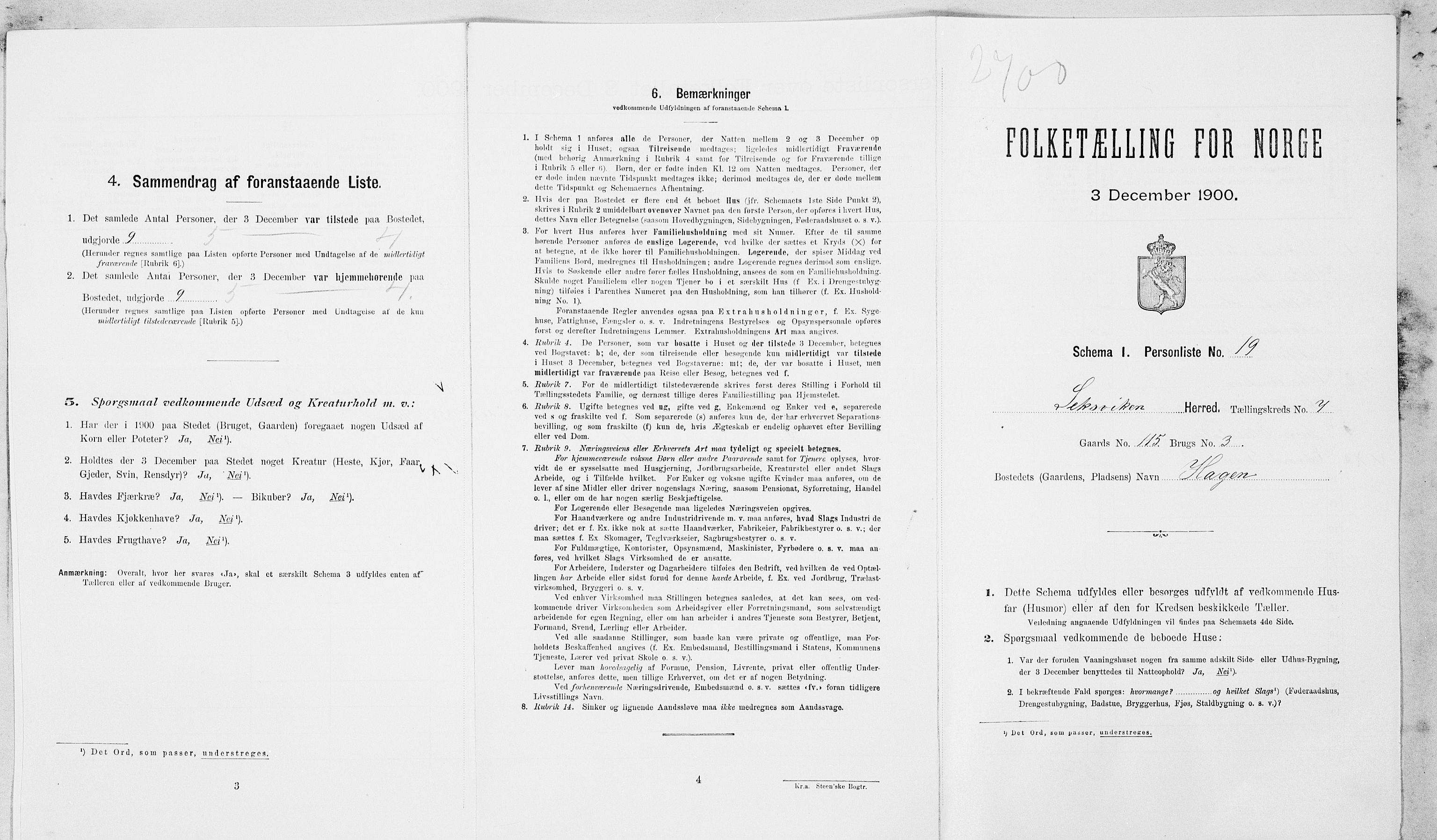 SAT, Folketelling 1900 for 1718 Leksvik herred, 1900, s. 867