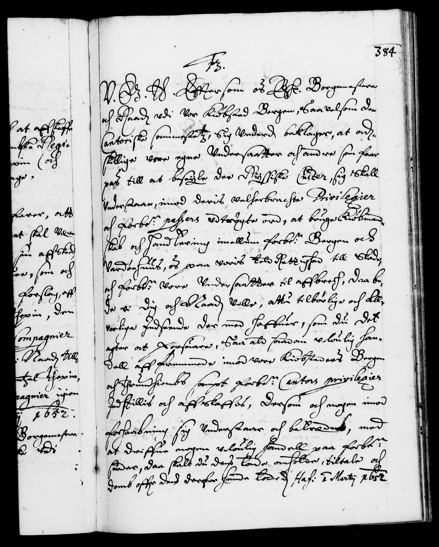 Danske Kanselli 1572-1799, RA/EA-3023/F/Fc/Fca/Fcab/L0008: Norske tegnelser (mikrofilm), 1648-1652, s. 384a