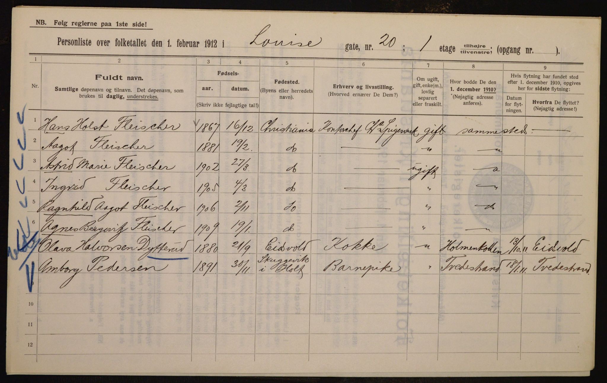 OBA, Kommunal folketelling 1.2.1912 for Kristiania, 1912, s. 58774