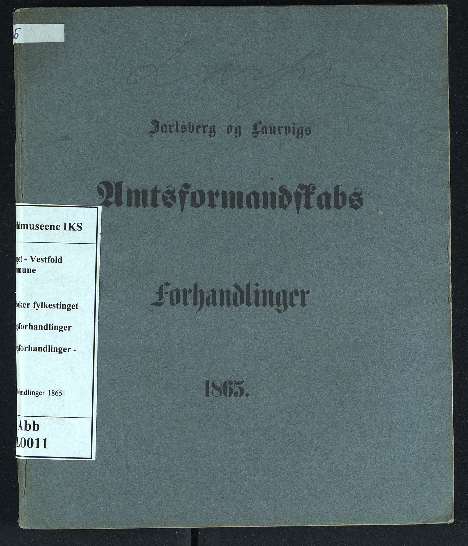 Vestfold fylkeskommune. Fylkestinget, VEMU/A-1315/A/Ab/Abb/L0011: Fylkestingsforhandlinger, 1865