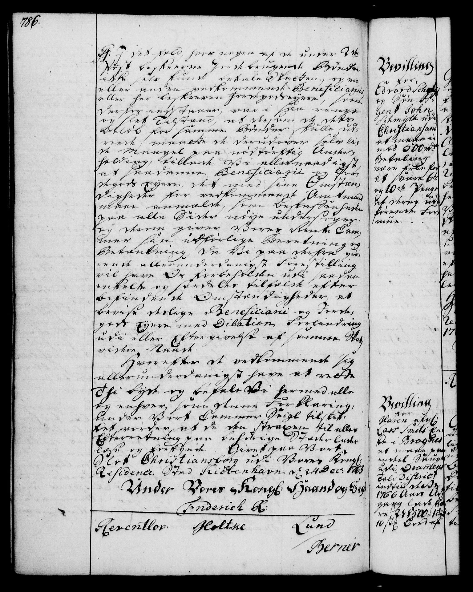 Rentekammeret, Kammerkanselliet, RA/EA-3111/G/Gg/Gga/L0007: Norsk ekspedisjonsprotokoll med register (merket RK 53.7), 1759-1768, s. 786