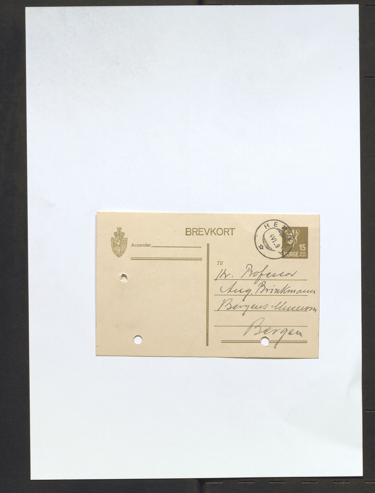 Bergens Museum, AV/SAB-A-17301/13/D/L0002: Korrespondanse , 1928-1940, s. 194
